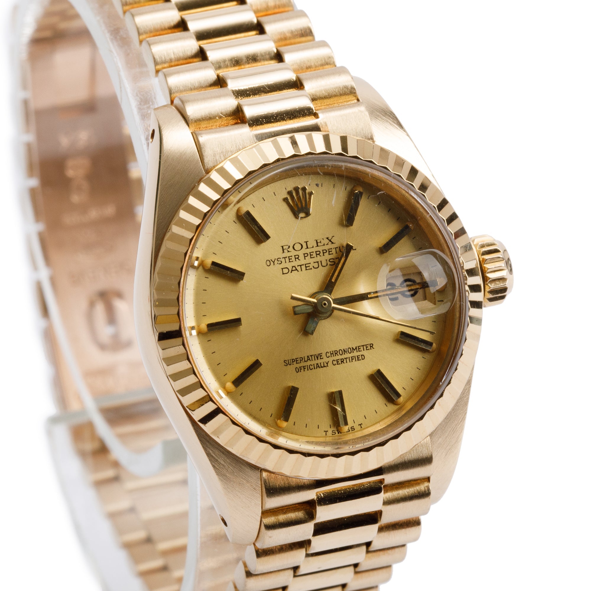 Rolex 18k Yellow Gold Lady-Datejust President 26 mm Watch 6917