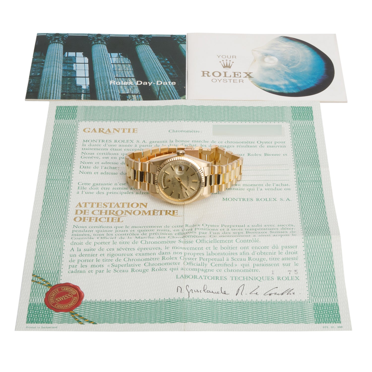 Rolex 18k Yellow Gold Day Date 36 MM President Watch Champagne Dial 1803 w/ Papers