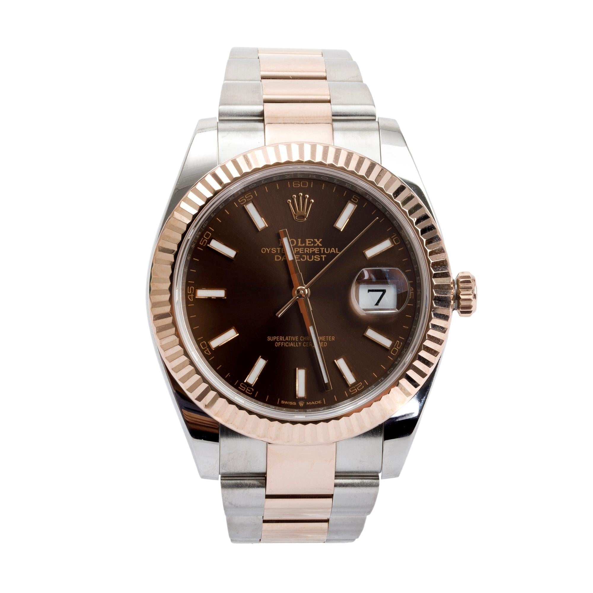 Rolex 2020 Stainless Steel & 18k Everose Gold Chocolate Dial Datejust 41 MM Watch w/ Box & Papers