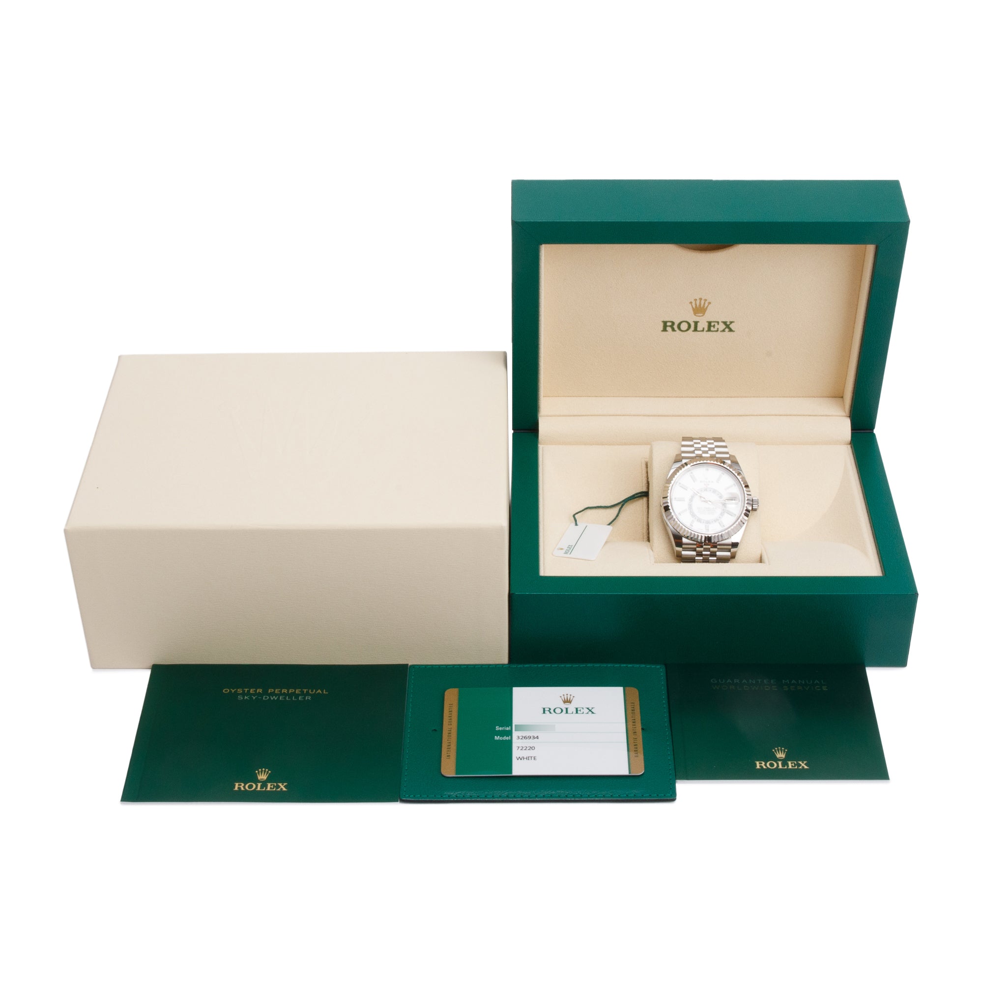 Rolex 2020 Stainless Steel White Dial Sky-Dweller 42 MM Date Watch 326934 w/ Box & Papers