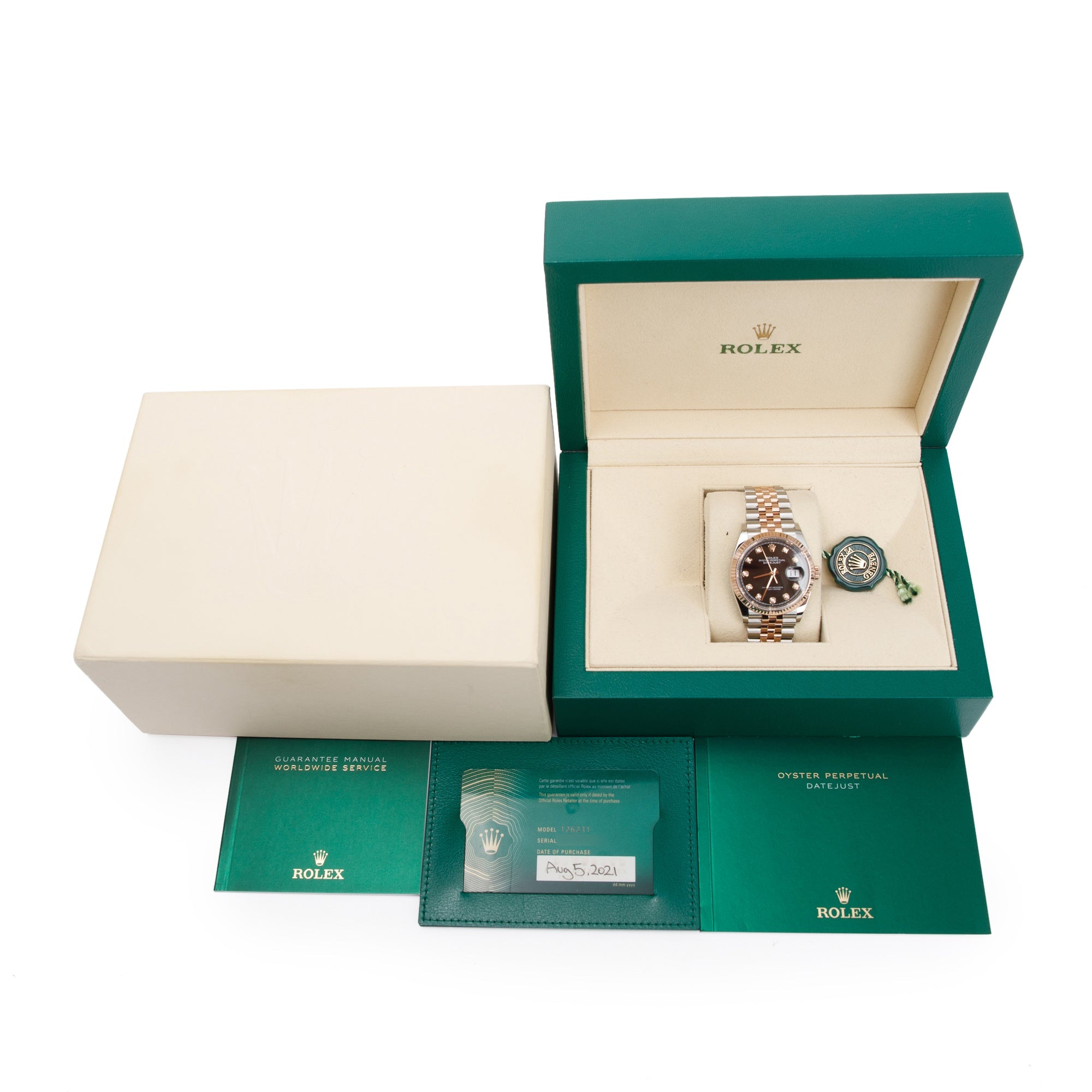 Rolex 2021 Stainless Steel & 18k Everose Gold Diamond Dial Datejust 36 mm Watch w/ Box & Papers