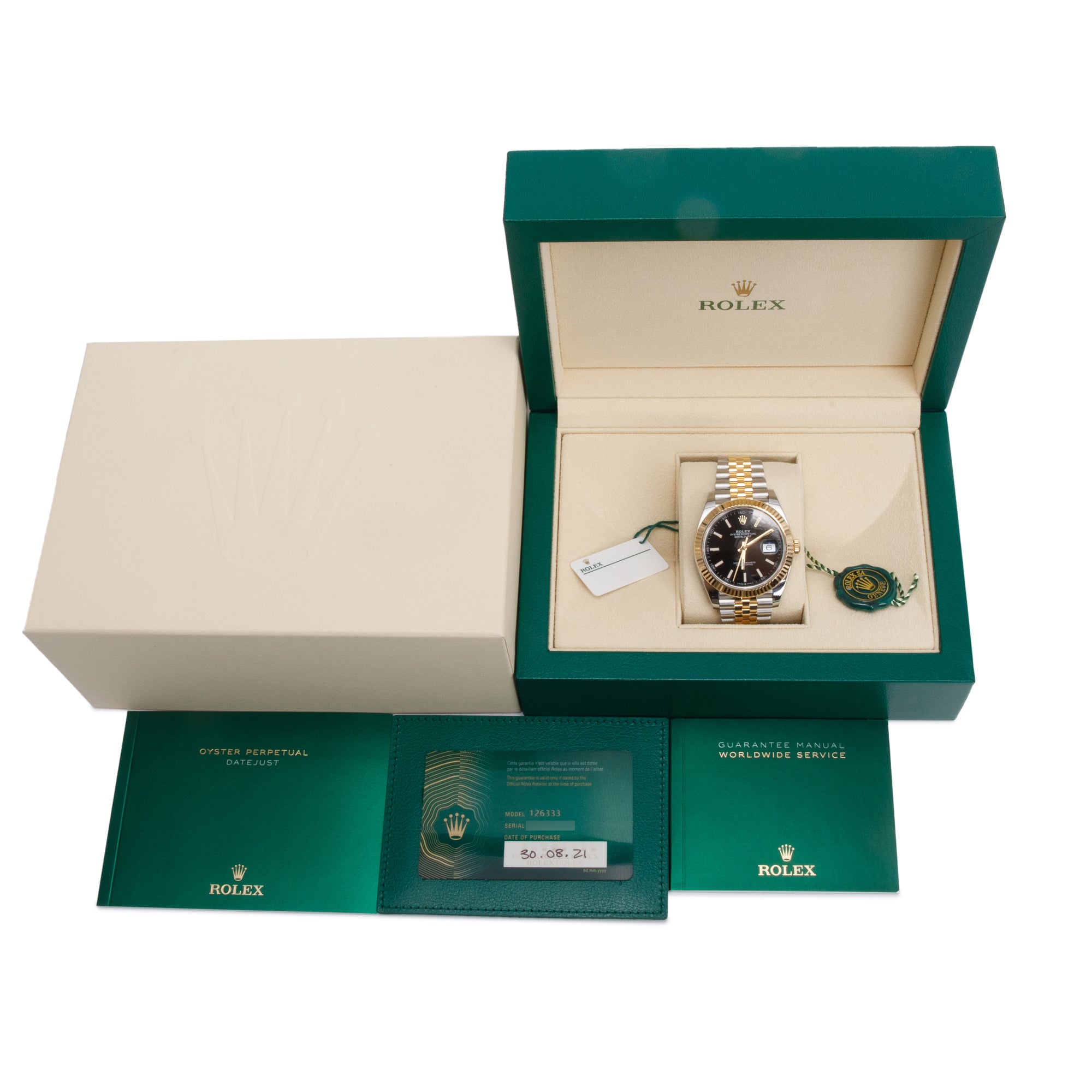 Rolex 2021 Stainless Steel & 18k Yellow Gold Oyster Perpetual Datejust 41 MM Watch Black Dial 126333 w/ Box & Papers