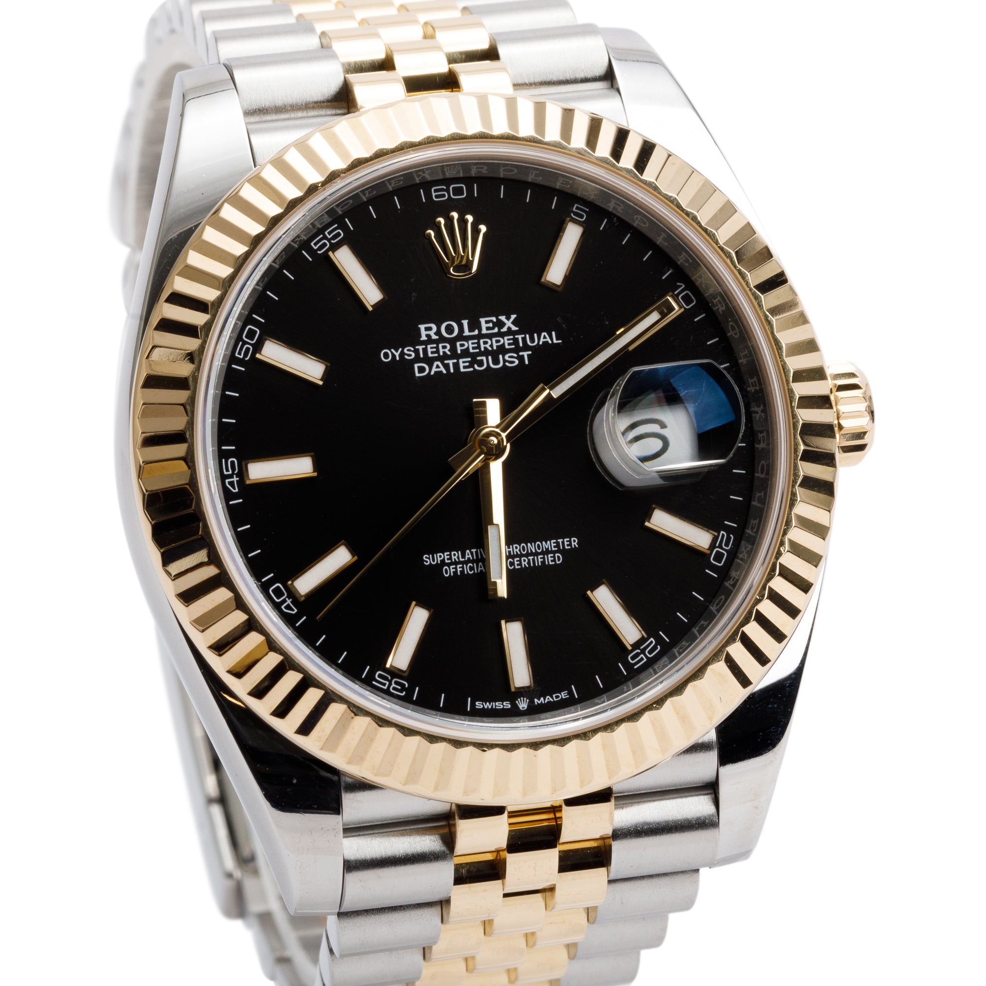 Rolex 2021 Stainless Steel & 18k Yellow Gold Oyster Perpetual Datejust 41 MM Watch Black Dial 126333 w/ Box & Papers