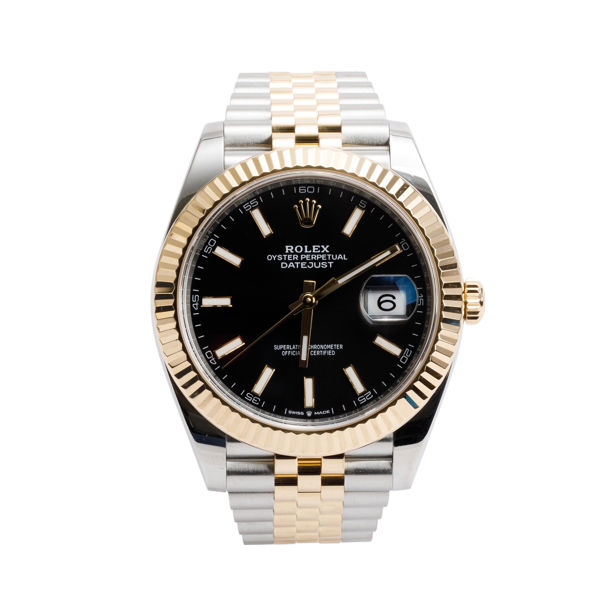 Rolex 2021 Stainless Steel & 18k Yellow Gold Oyster Perpetual Datejust 41 MM Watch Black Dial 126333 w/ Box & Papers