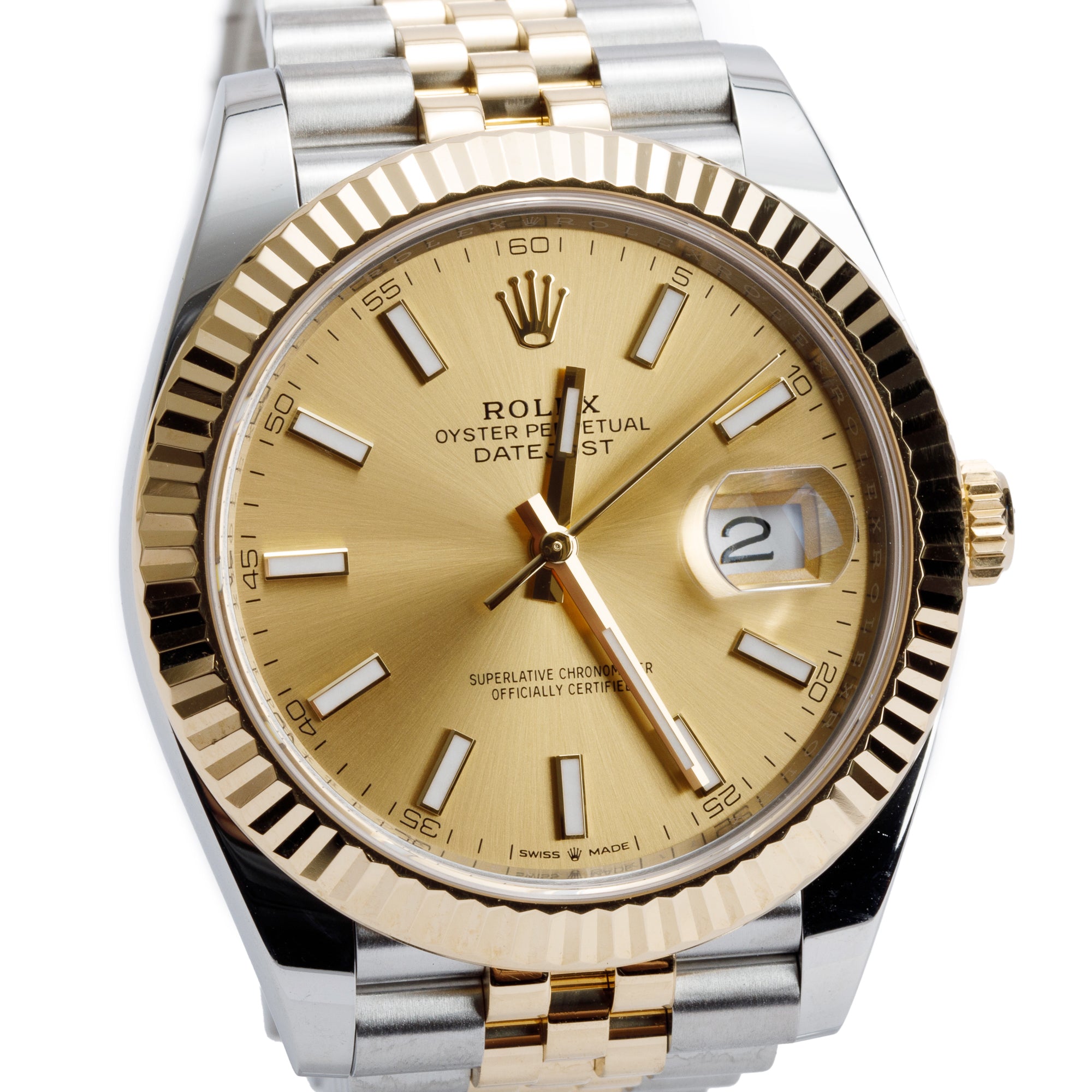 Rolex 2021 Stainless Steel & 18k Yellow Gold Oyster Perpetual Datejust 41 MM Watch Gold Dial 126333 w/ Box & Papers