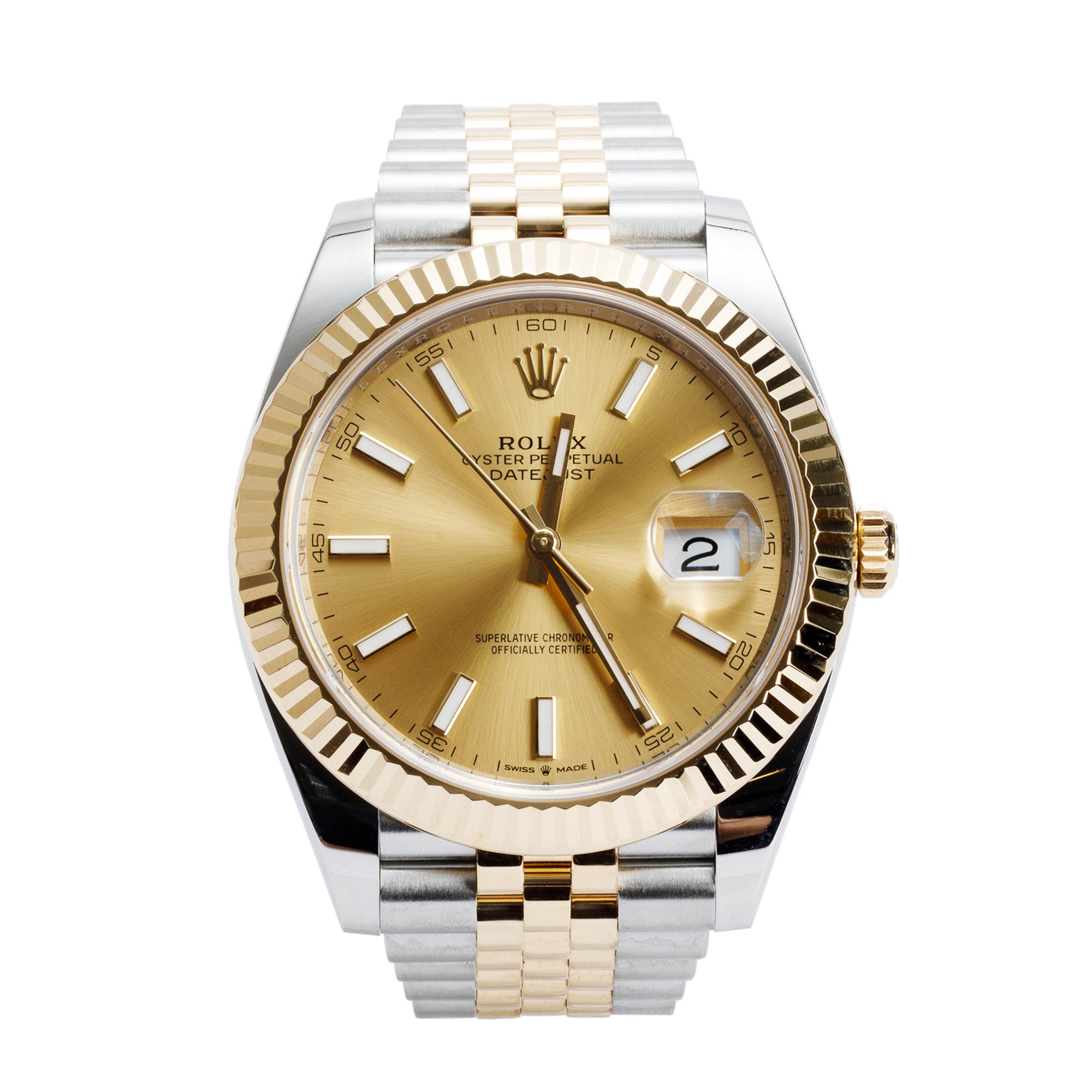Rolex 2021 Stainless Steel & 18k Yellow Gold Oyster Perpetual Datejust 41 MM Watch Gold Dial 126333 w/ Box & Papers