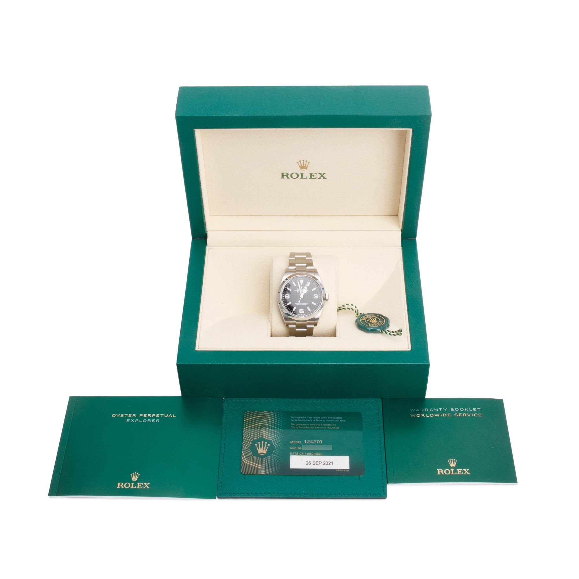 Rolex 2021 Stainless Steel Black Dial Oyster Perpetual Explorer 36 MM Watch 124270 w/ Box & Papers