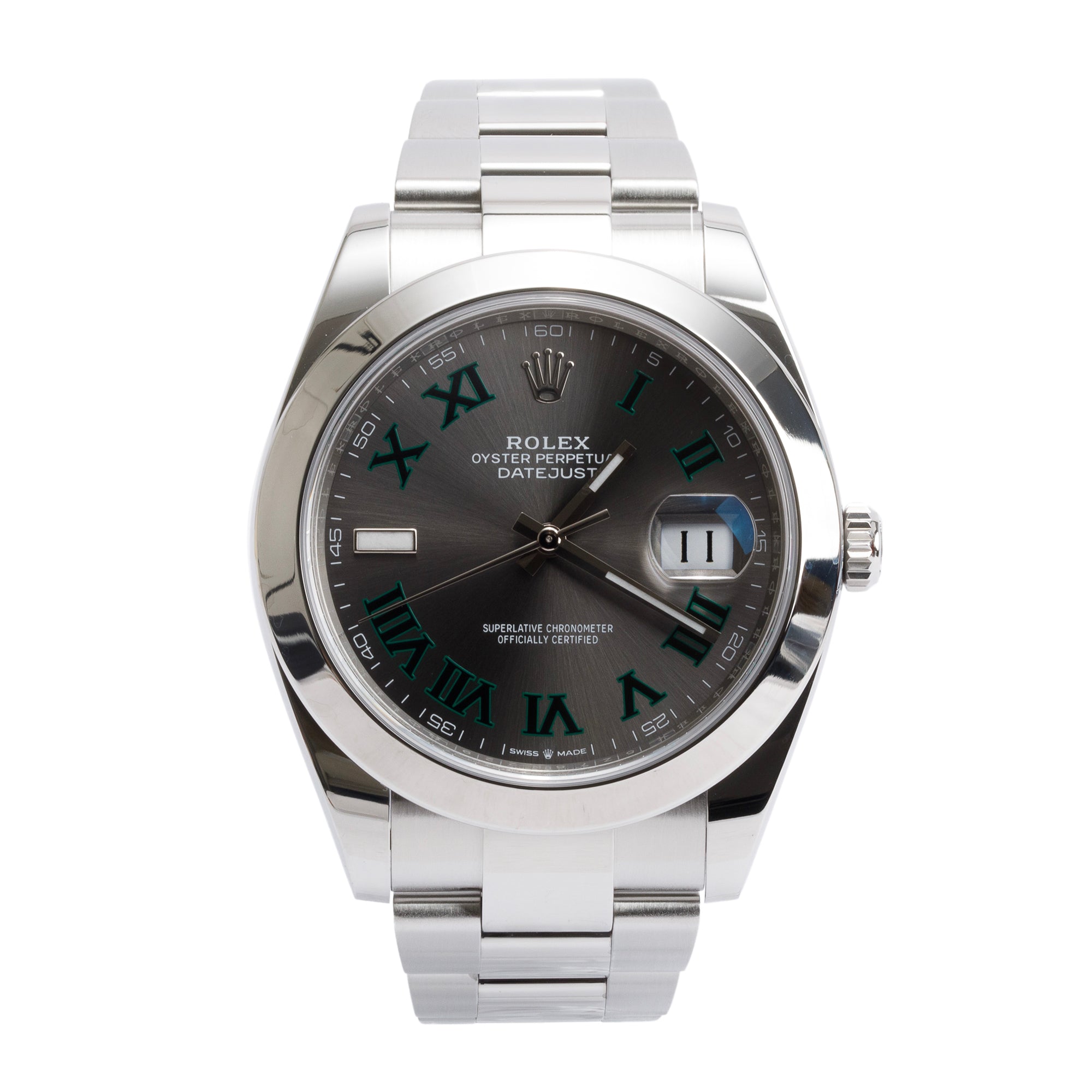 Rolex 2021 Stainless Steel Datejust 41 MM Wimbledon Dial Automatic Watch 126300 w/ Box & Papers
