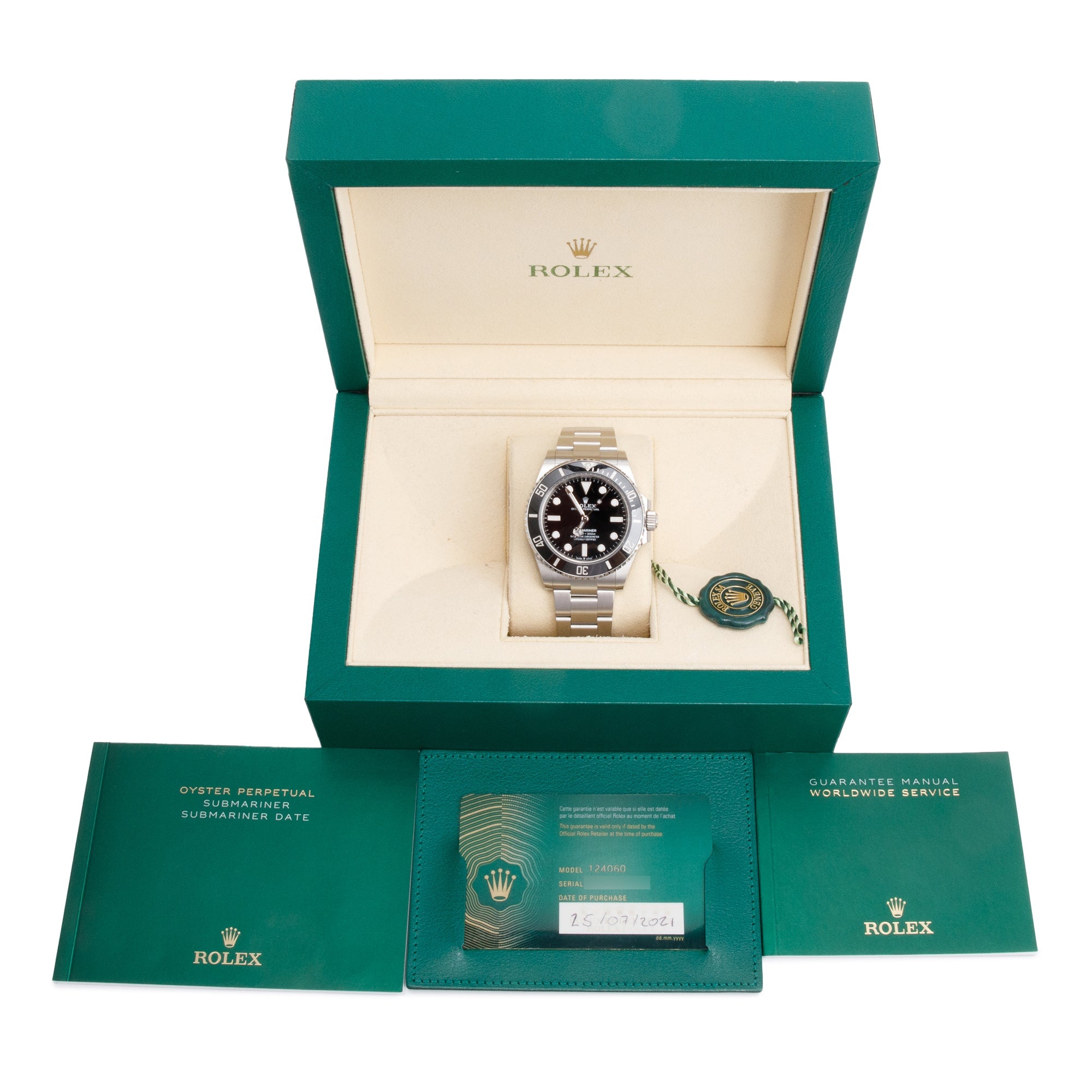 Rolex 2021 Stainless Steel Submariner (No Date) 41 MM Automatic Watch 124060 w/ Box & Papers