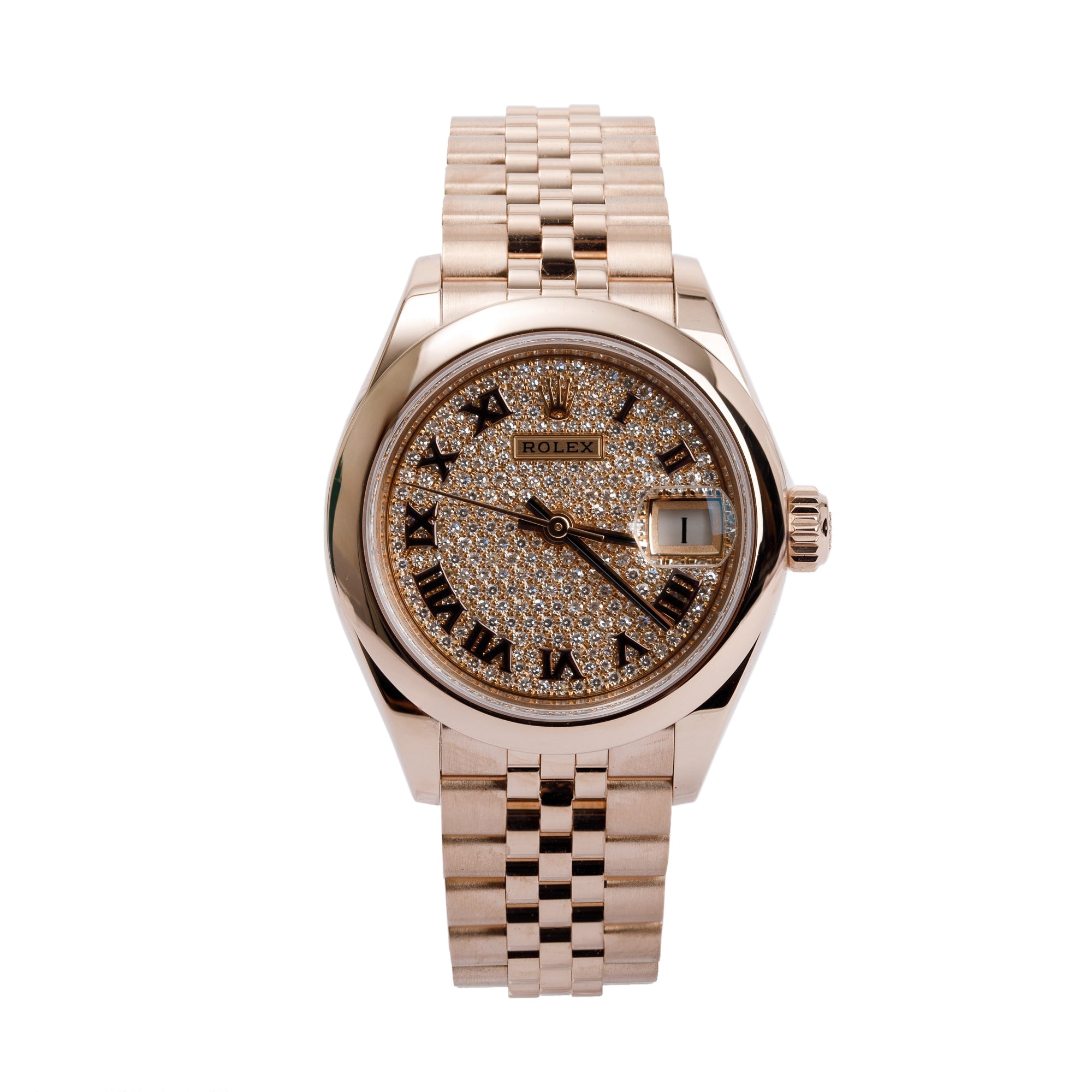 Rolex 2022 18k Everose Gold Pave Diamond Dial Datejust 28 MM Watch w/ Box & Papers