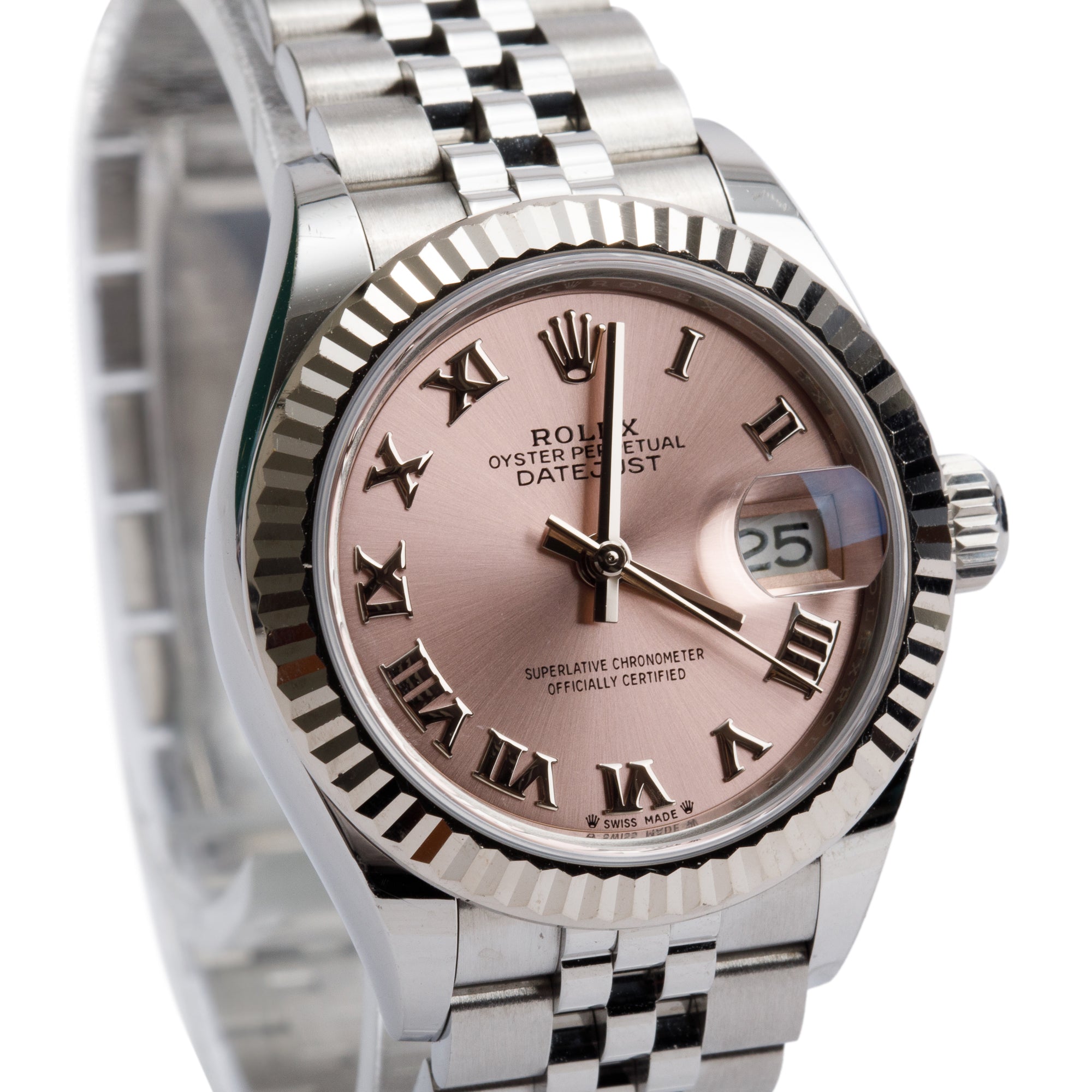 Rolex 2022 Stainless Steel & 18k White Gold Pink Dial Lady-Datejust 28 MM Watch 279174 w/ Box & Papers