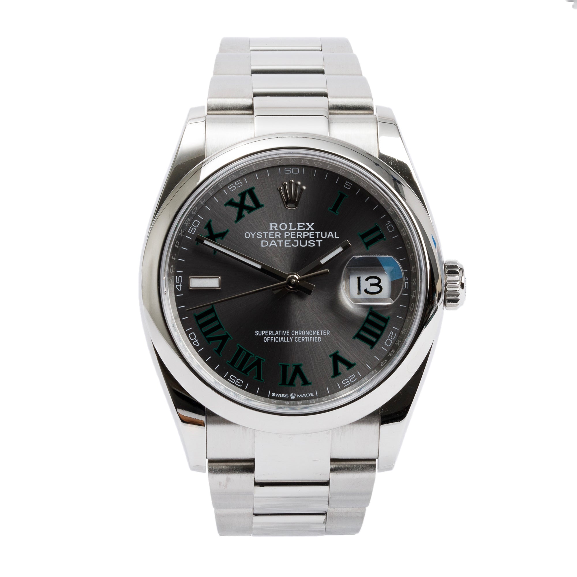 Rolex 2022 Stainless Steel Datejust 36MM Wimbledon Dial Automatic Watch 126200 w/ Box & Papers
