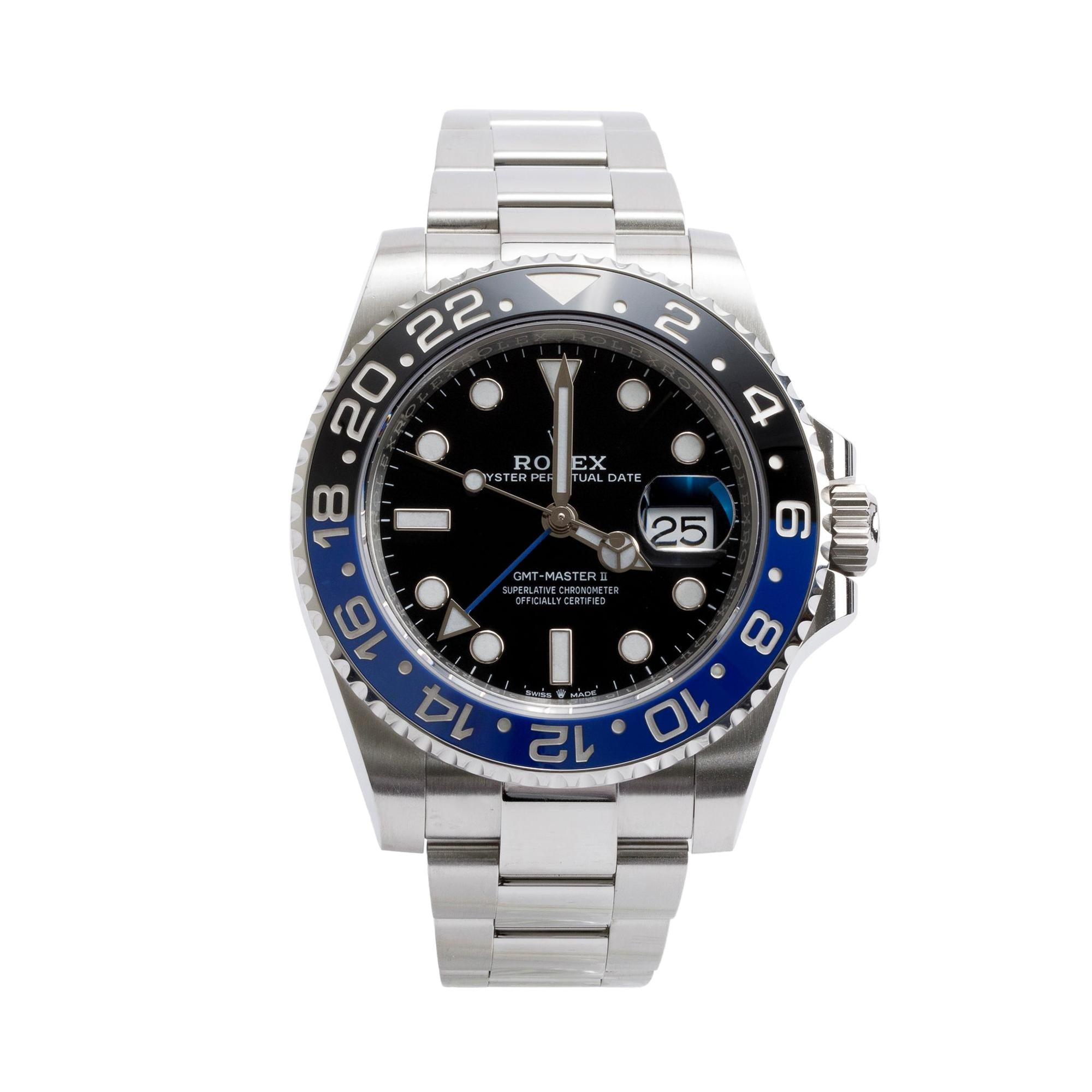 Rolex 2022 Stainless Steel GMT-Master II "Batman" 40 MM Watch 126710BLNR w/ Box & Papers