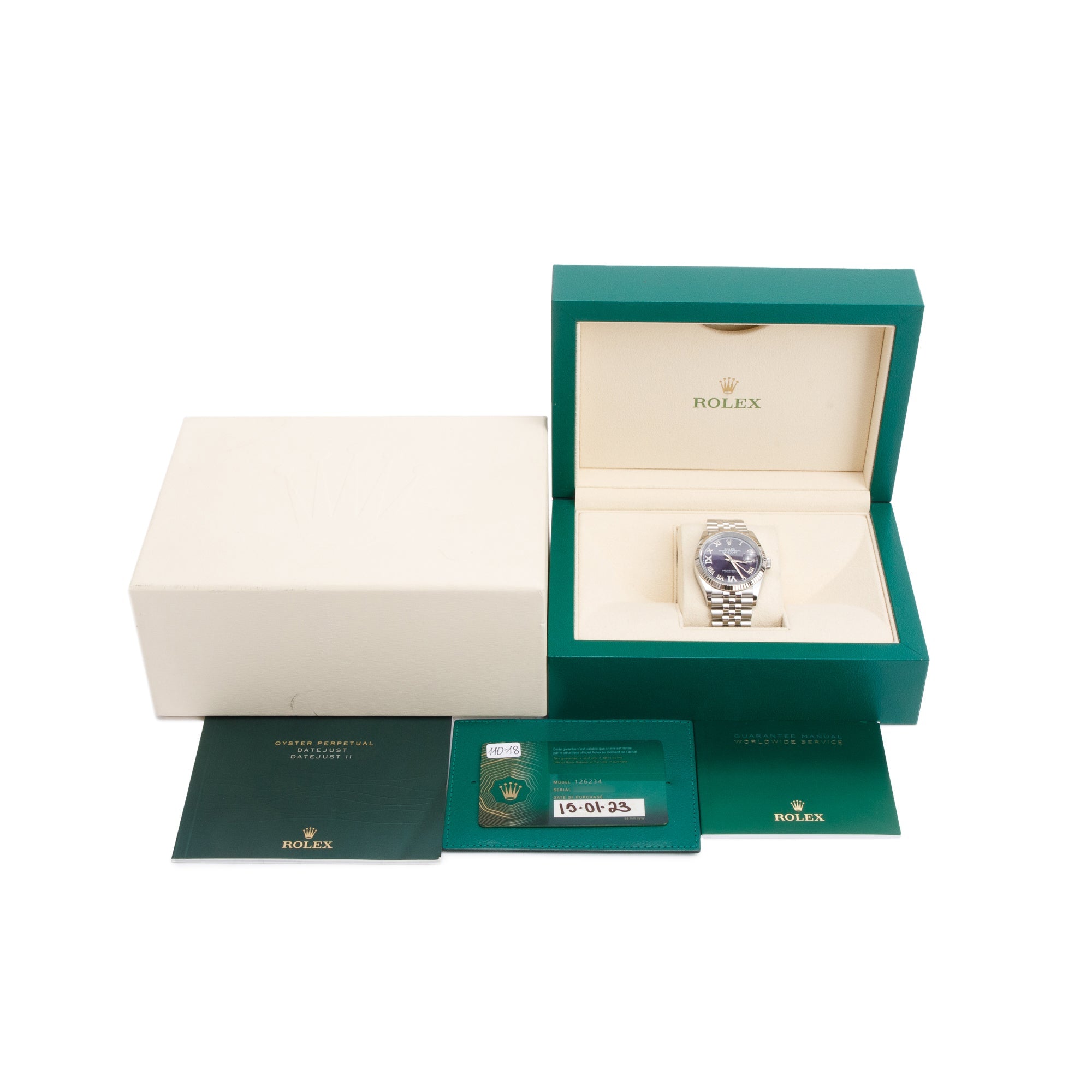 Rolex 2023 Stainless Steel Datejust 36 MM Aubergine Diamond Dial Automatic Watch 126234 w/ Box & Papers