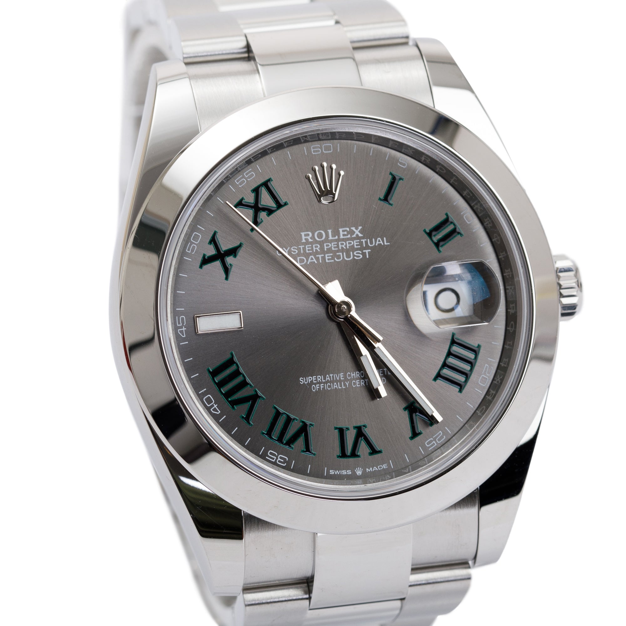 Rolex 2023 Stainless Steel Datejust 41 MM Wimbledon Dial Automatic Watch w/ Box & Papers