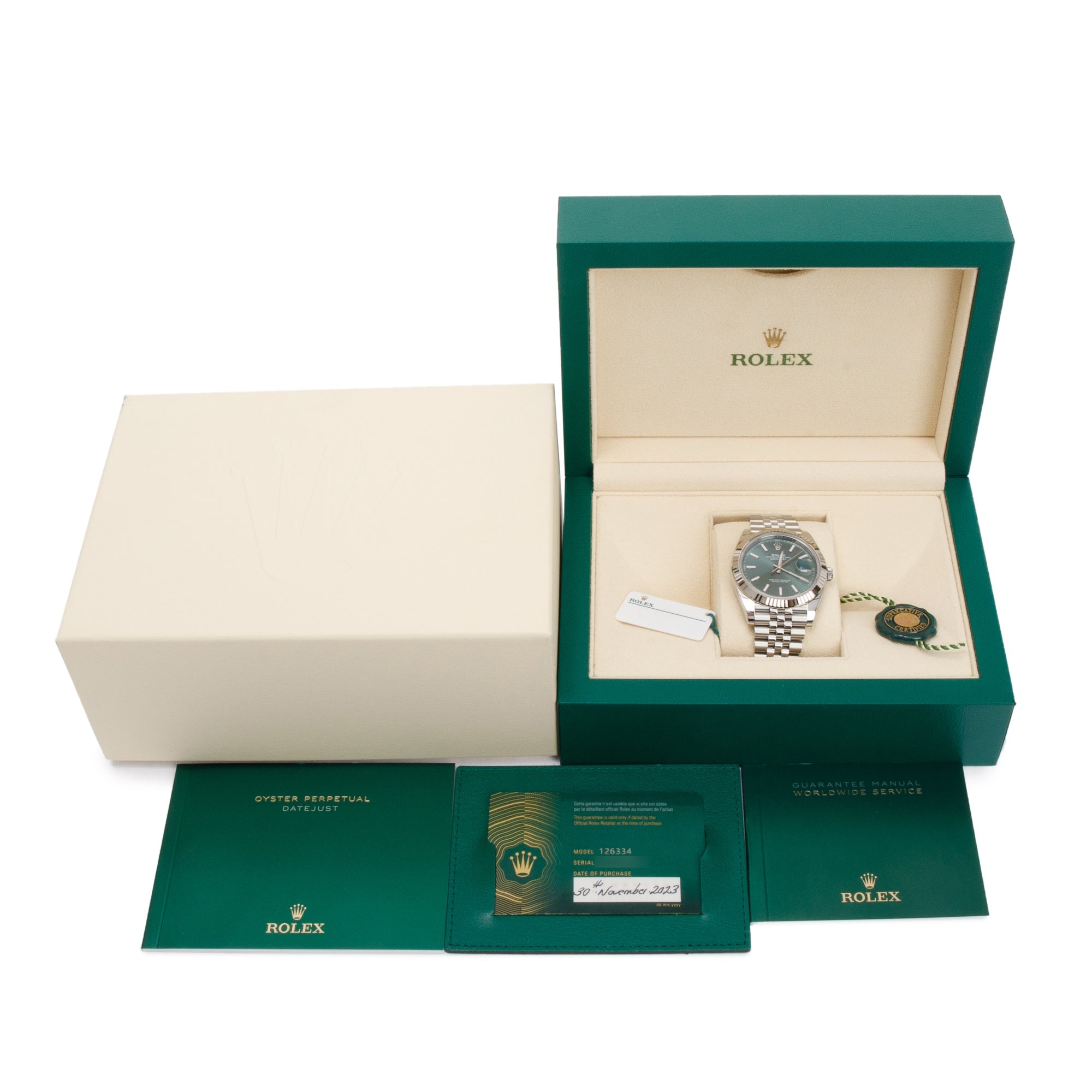 Rolex 2023 Stainless Steel Oyster Perpetual Datejust 41 MM Mint Green Dial Watch w/ Box & Papers