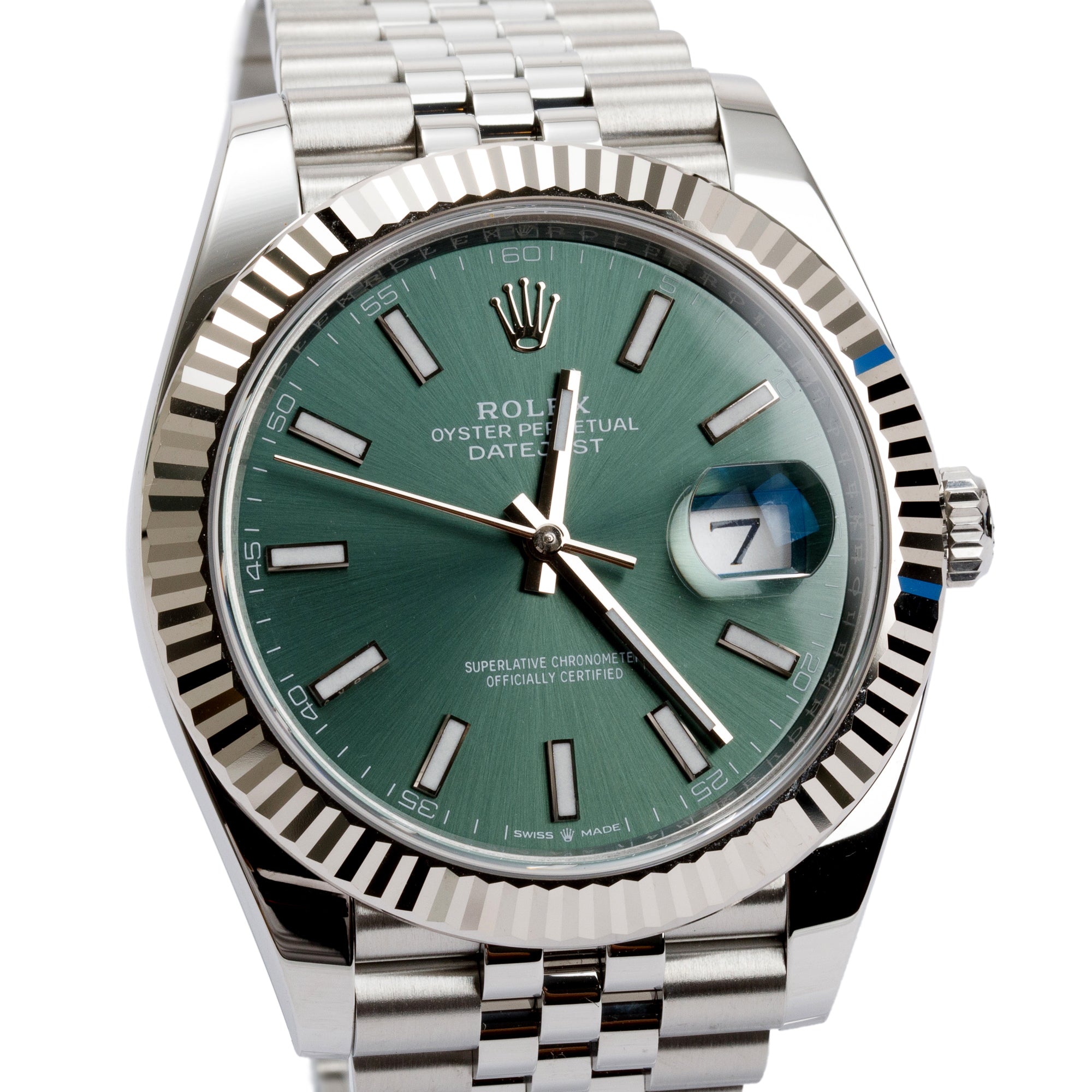 Rolex 2023 Stainless Steel Oyster Perpetual Datejust 41 MM Mint Green Dial Watch w/ Box & Papers
