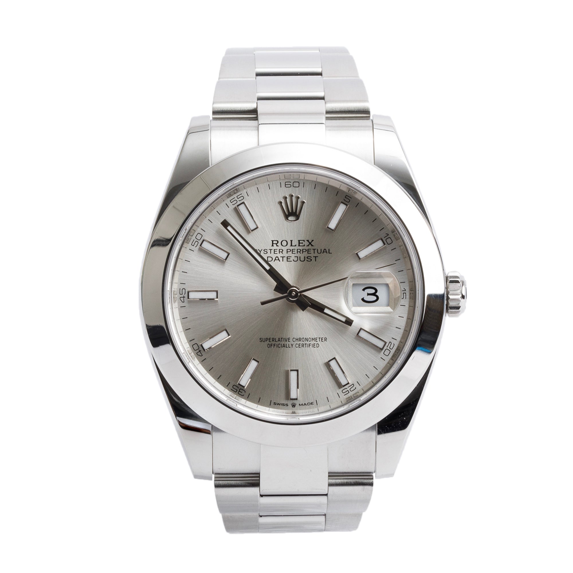 Rolex 2023 Stainless Steel Oyster Perpetual Silver Dial Datejust 41 MM Watch 126300 w/ Box & Papers