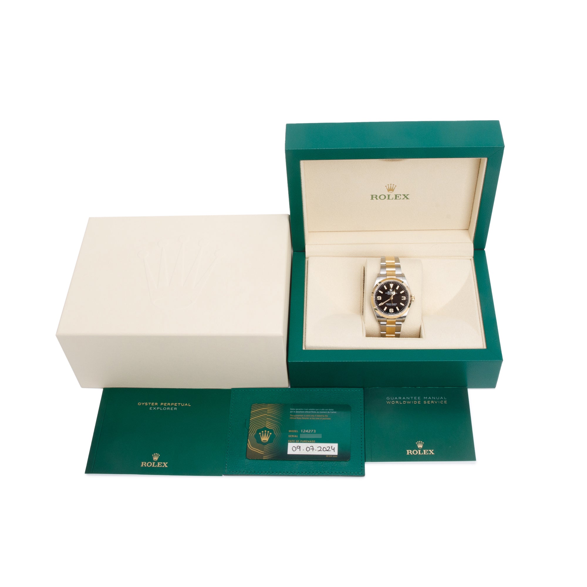 Rolex 2024 Stainless Steel & 18k Yellow Gold Oyster Perpetual Explorer 36 MM Watch Black Dial 124273 w Box & Papers