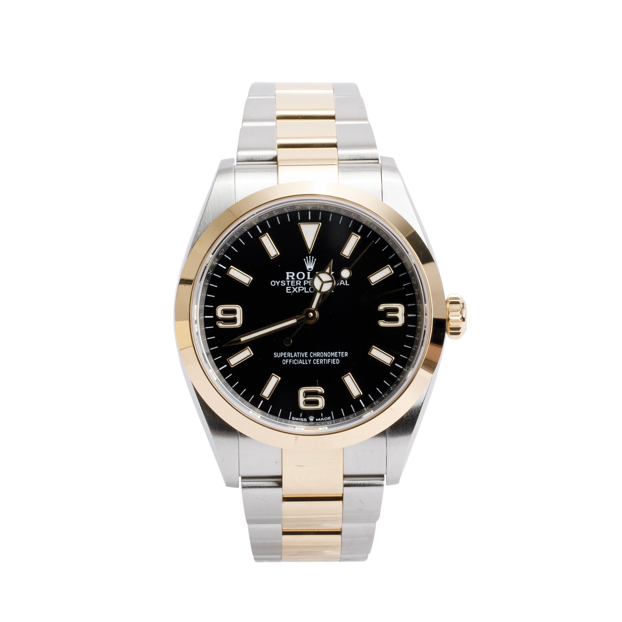 Rolex 2024 Stainless Steel & 18k Yellow Gold Oyster Perpetual Explorer 36 MM Watch Black Dial 124273 w Box & Papers