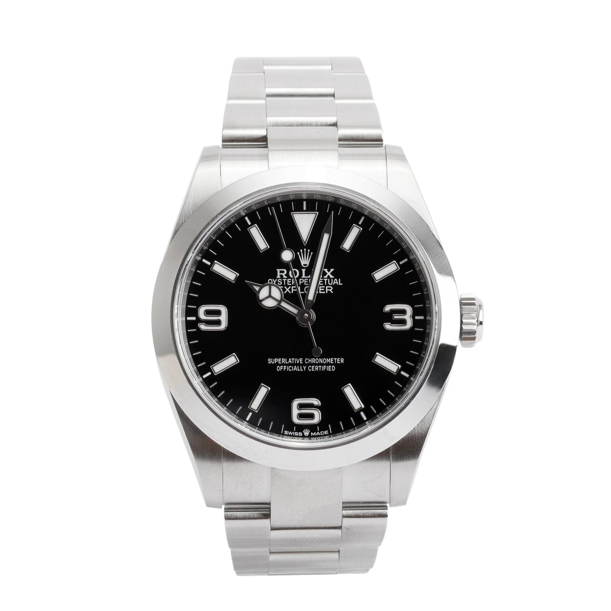 Rolex 2024 Stainless Steel Black Dial Oyster Perpetual Explorer 40 MM Watch 224270 w/ Box & Papers