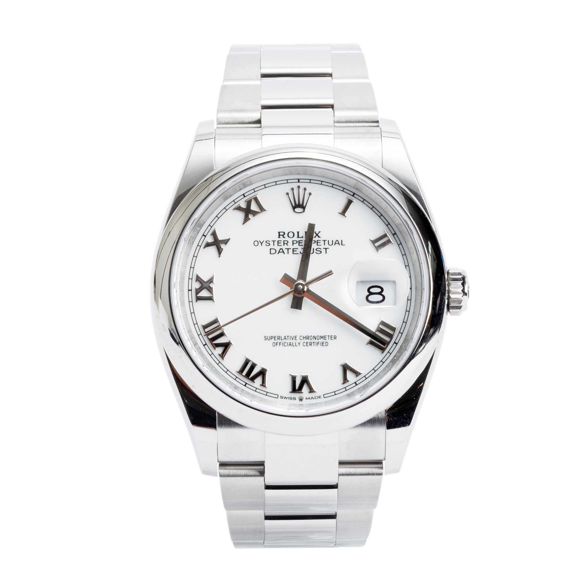 Rolex 2024 Stainless Steel Datejust 36 MM Automatic Watch White Dial 126200 w/ Box & Papers