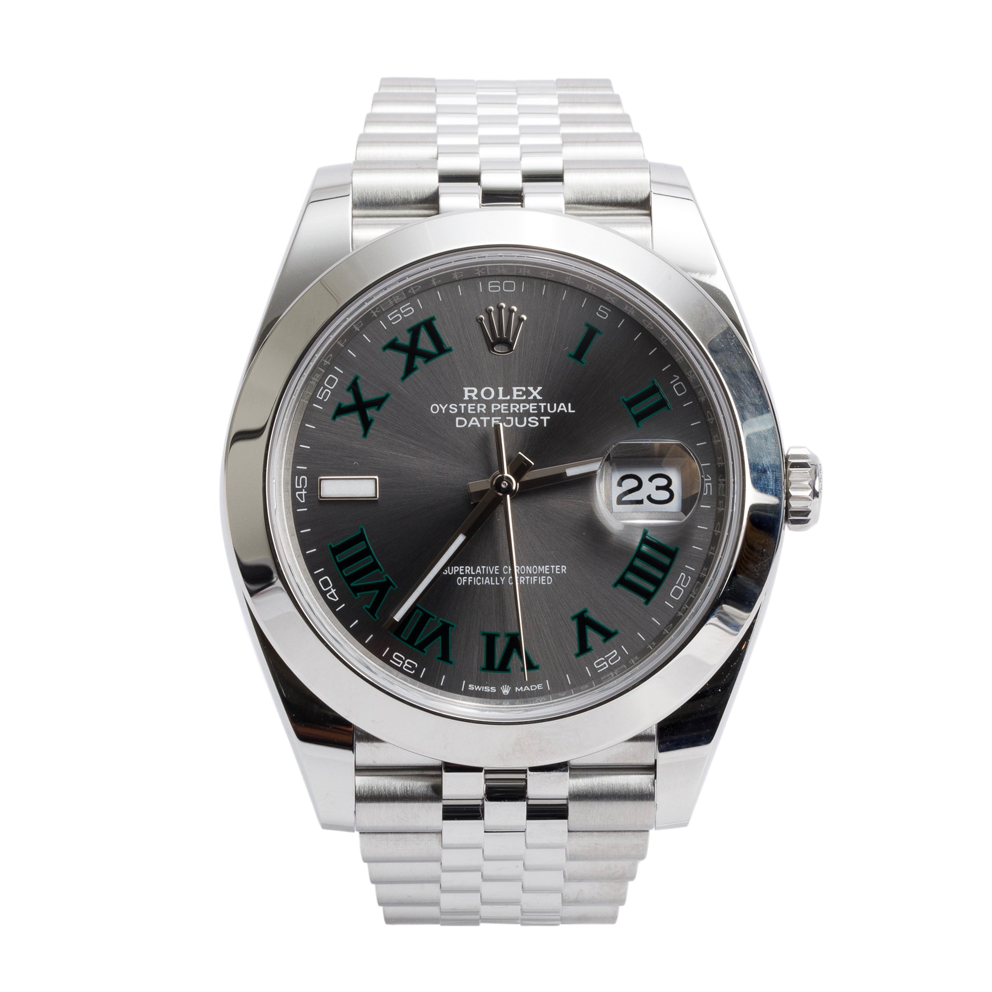 Rolex 2024 Stainless Steel Datejust 41 MM Wimbledon Dial Automatic Watch 126300 w/ Box & Papers