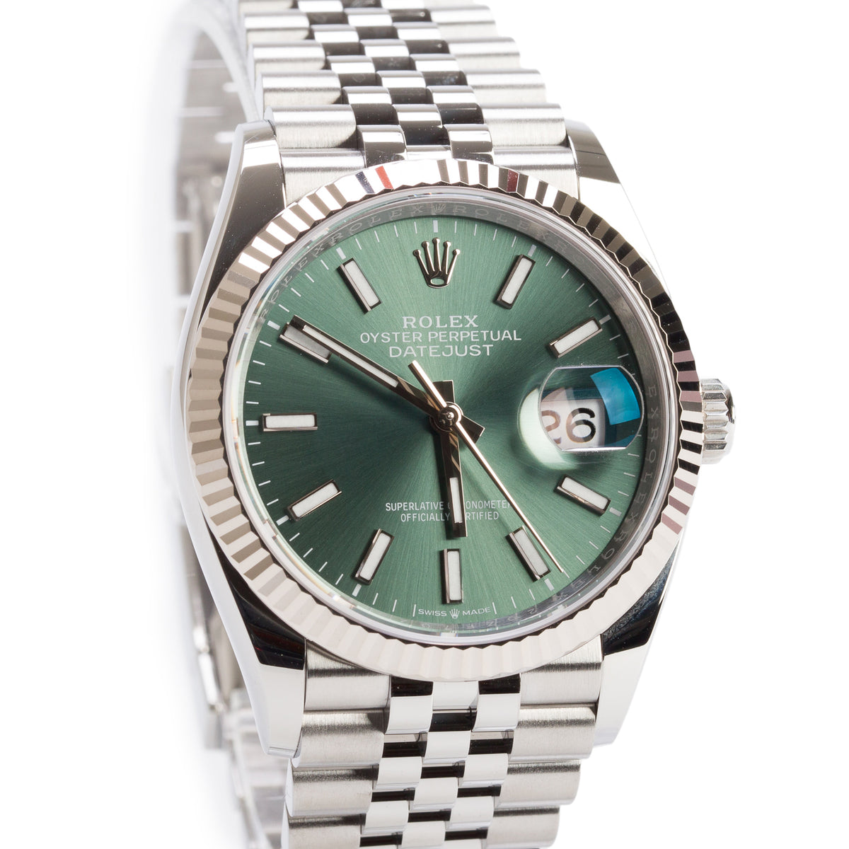 Rolex 2025 Stainless Steel Datejust 36 MM Automatic Watch Mint Green Dial 126234 w/ Papers
