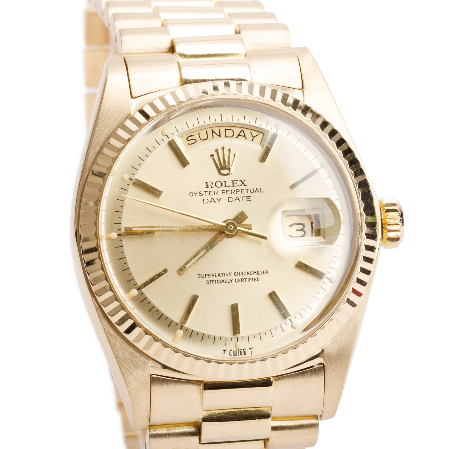 Rolex 18k Yellow Gold Day Date 36 MM President Watch Champagne Dial 1803 w/ Papers