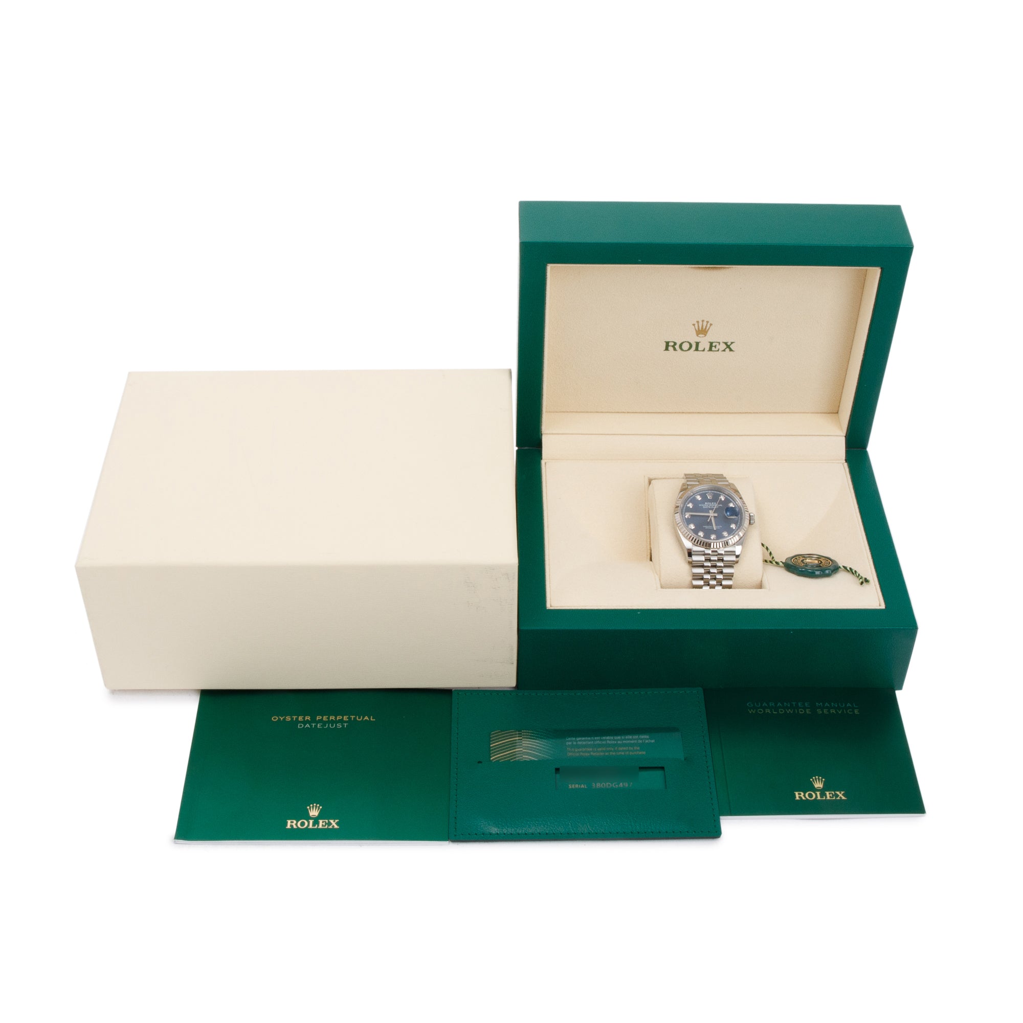 Rolex Stainless 2020 Steel Oyster Perpetual Datejust 36 MM Blue DIamond Dial Watch w/ Box & Papers