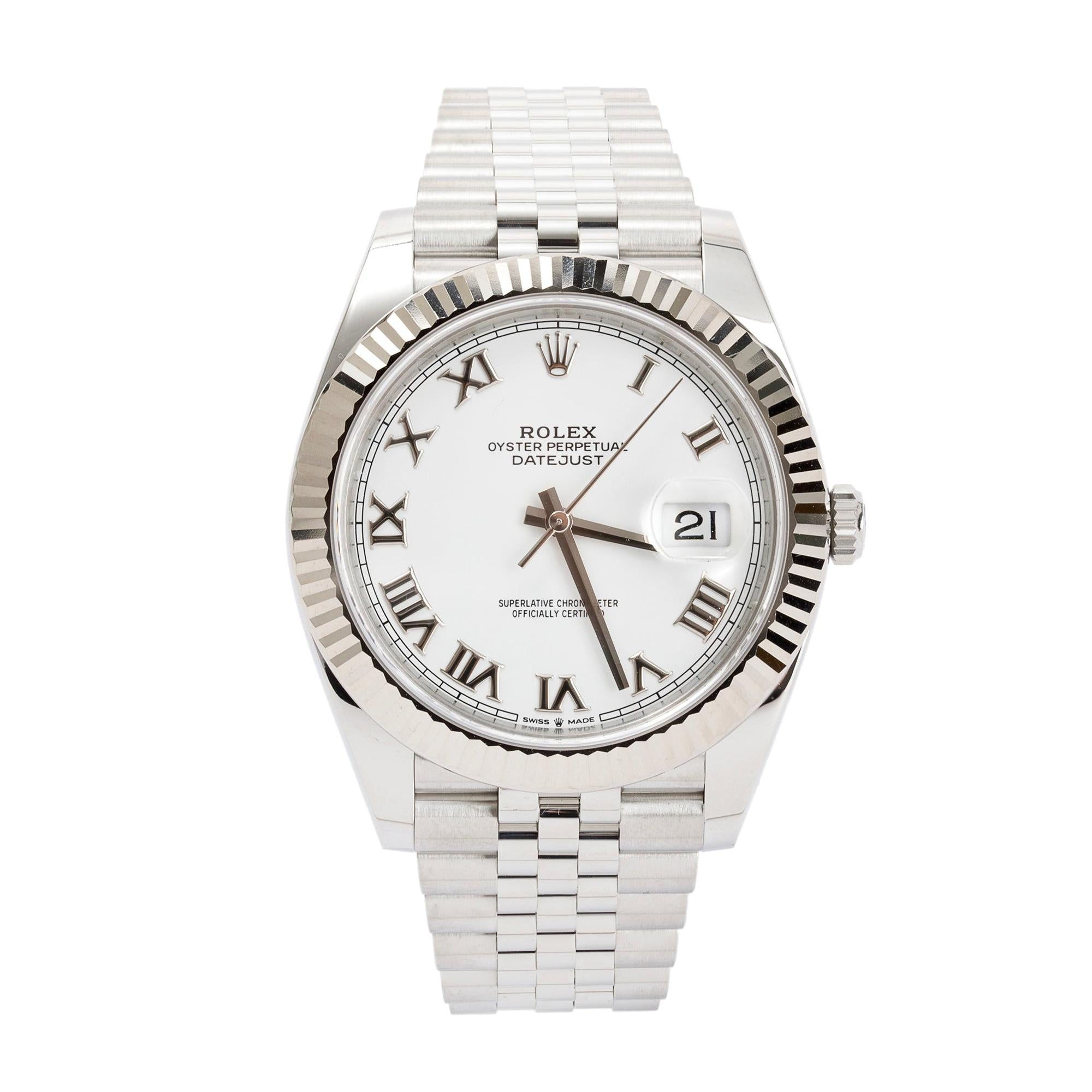 Rolex Stainless Steel & 18k White Gold Datejust 41 mm Watch w/ Box & Papers