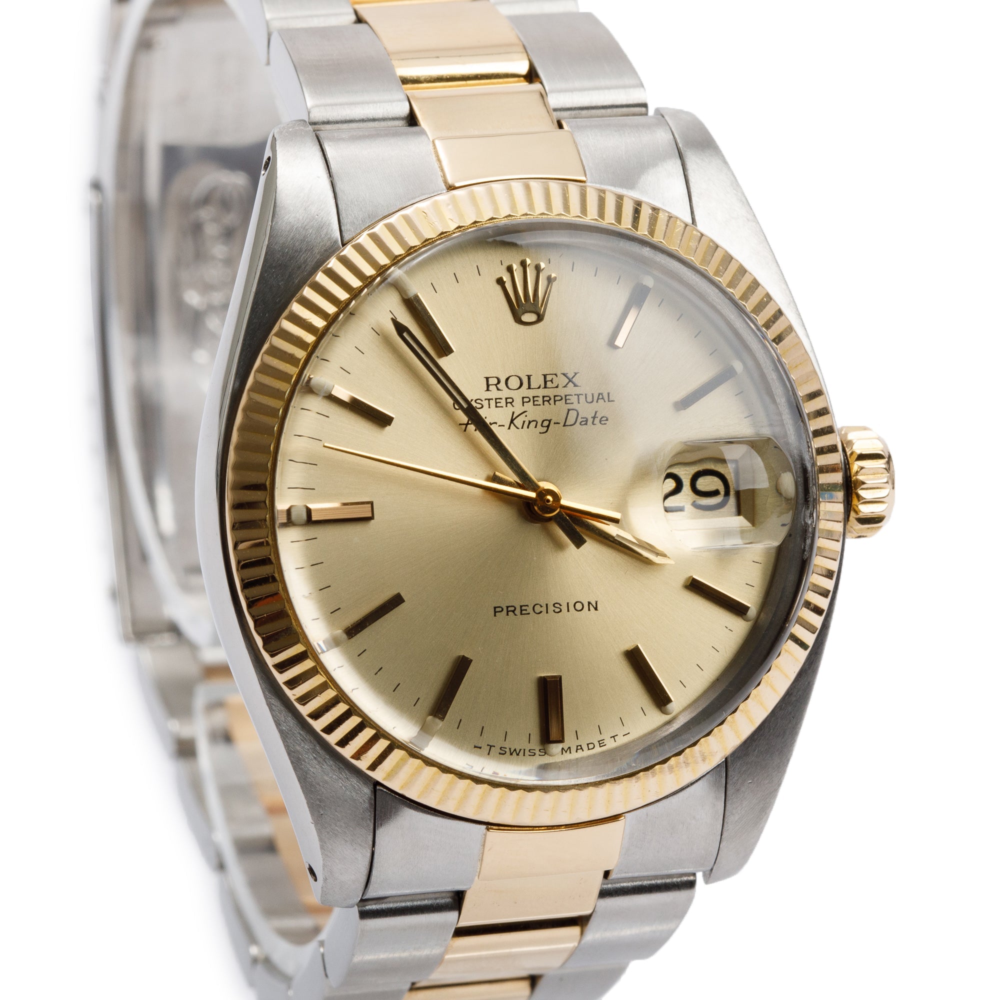 Rolex Stainless Steel & 18k Yellow Gold Air King Date 34 MM Watch 5701 w/ Box & Papers