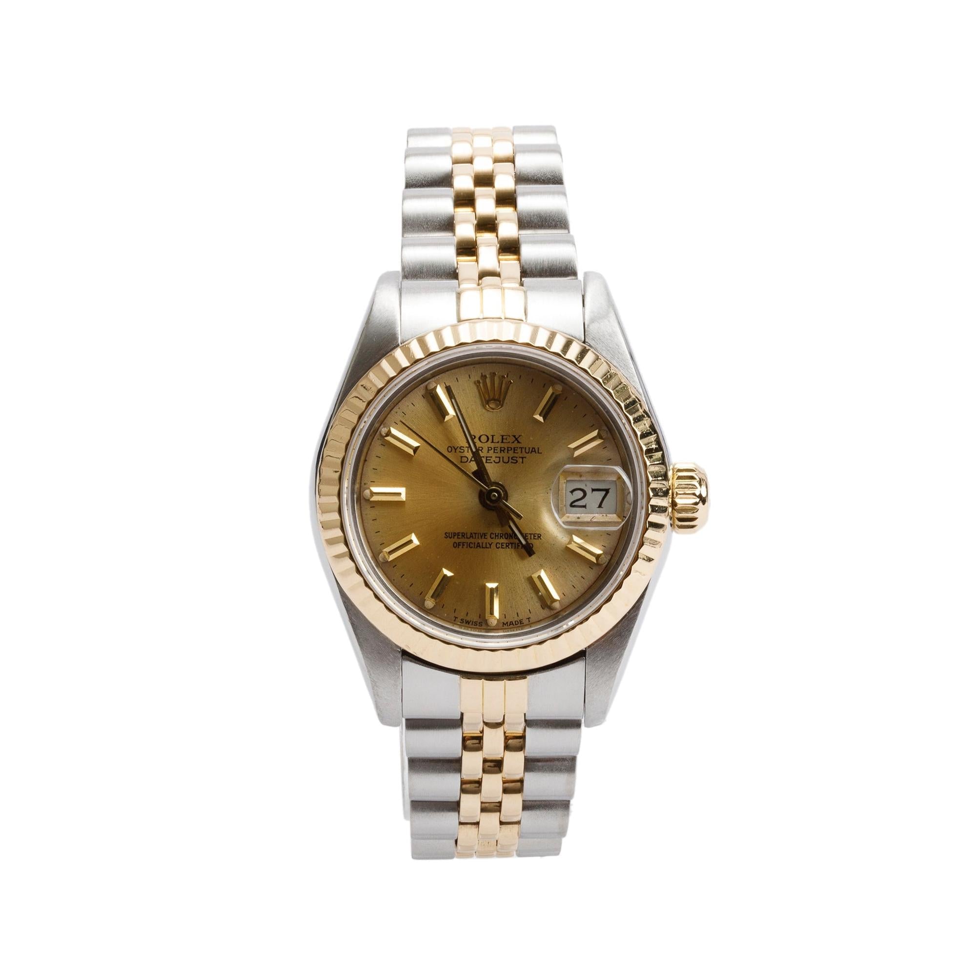 Rolex Stainless Steel & 18k Yellow Gold Datejust 26 MM Watch 69173