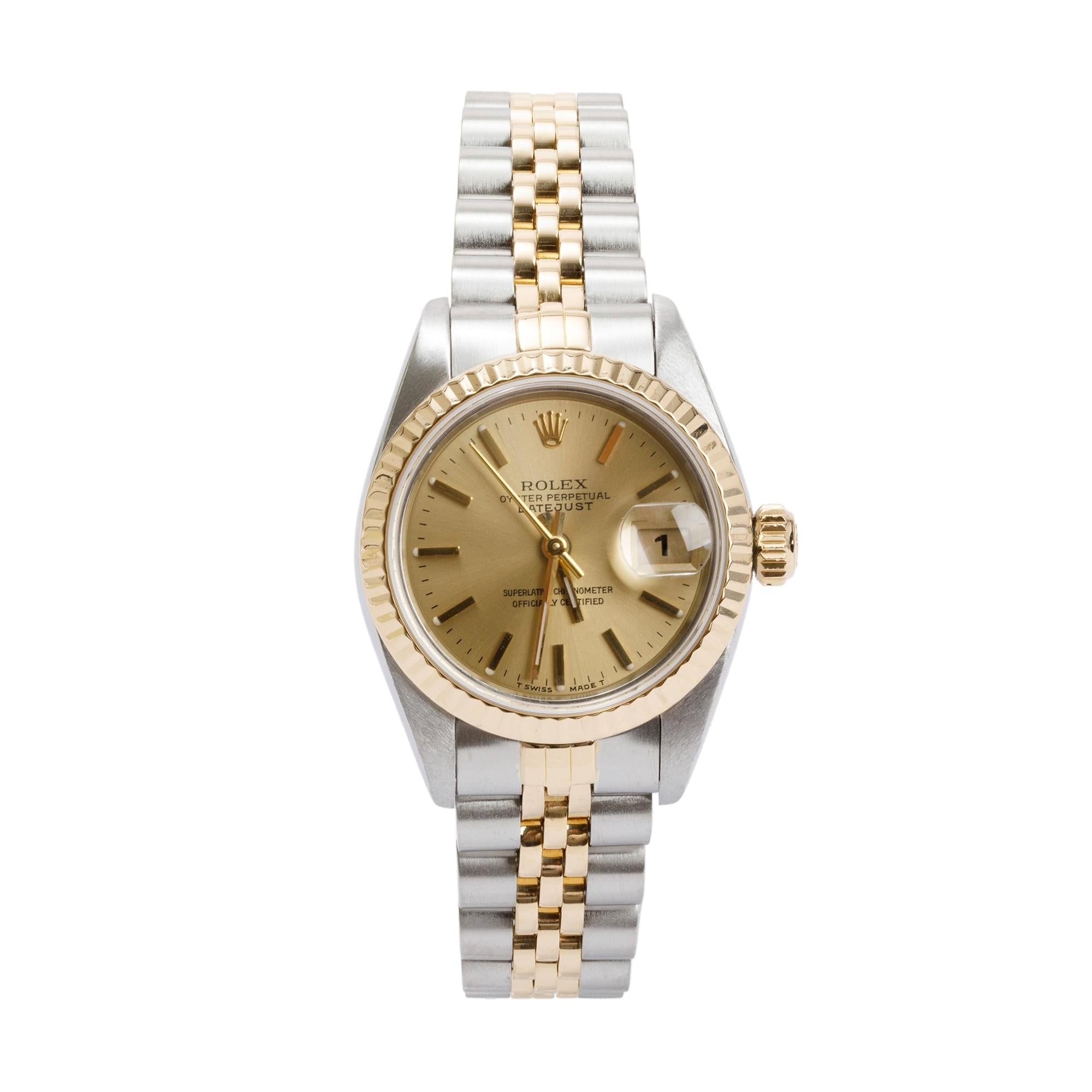 Rolex Stainless Steel & 18k Yellow Gold Datejust 26 MM Watch w/ Box