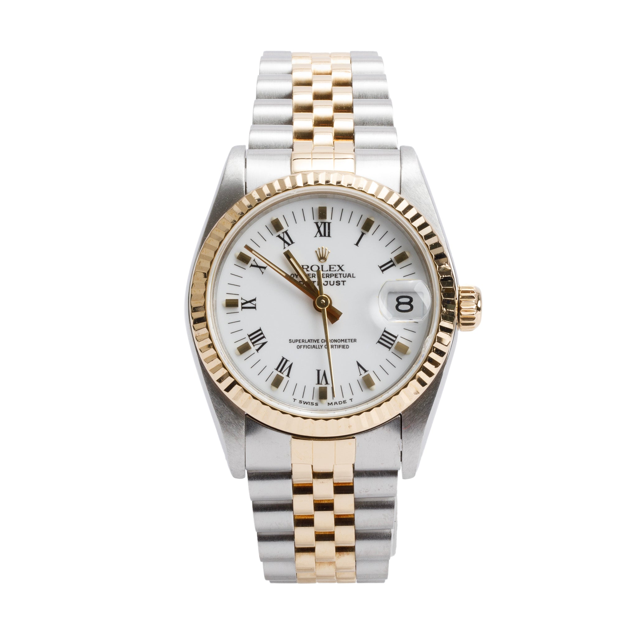 Rolex Stainless Steel & 18k Yellow Gold Datejust 31 MM Watch White Dial 68273