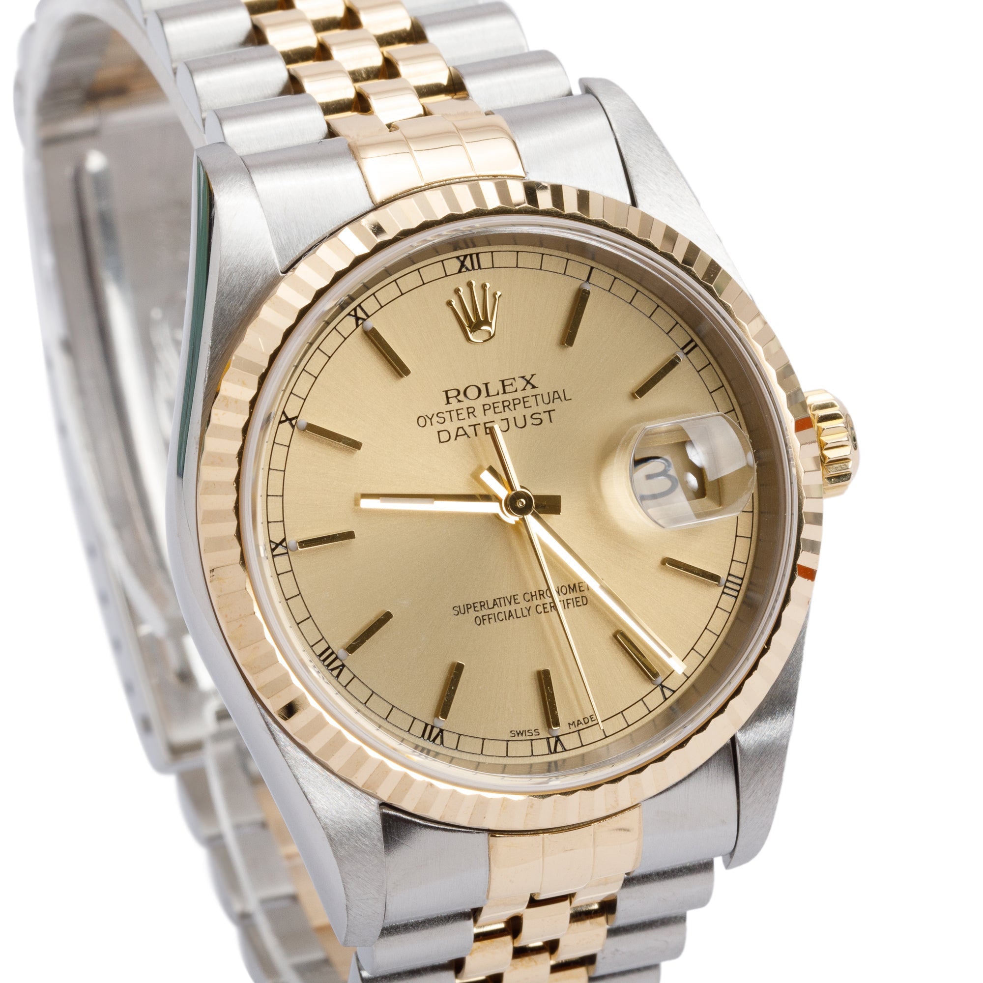 Rolex Stainless Steel & 18k Yellow Gold Datejust 36 MM Watch 16233 w/ Box & Papers