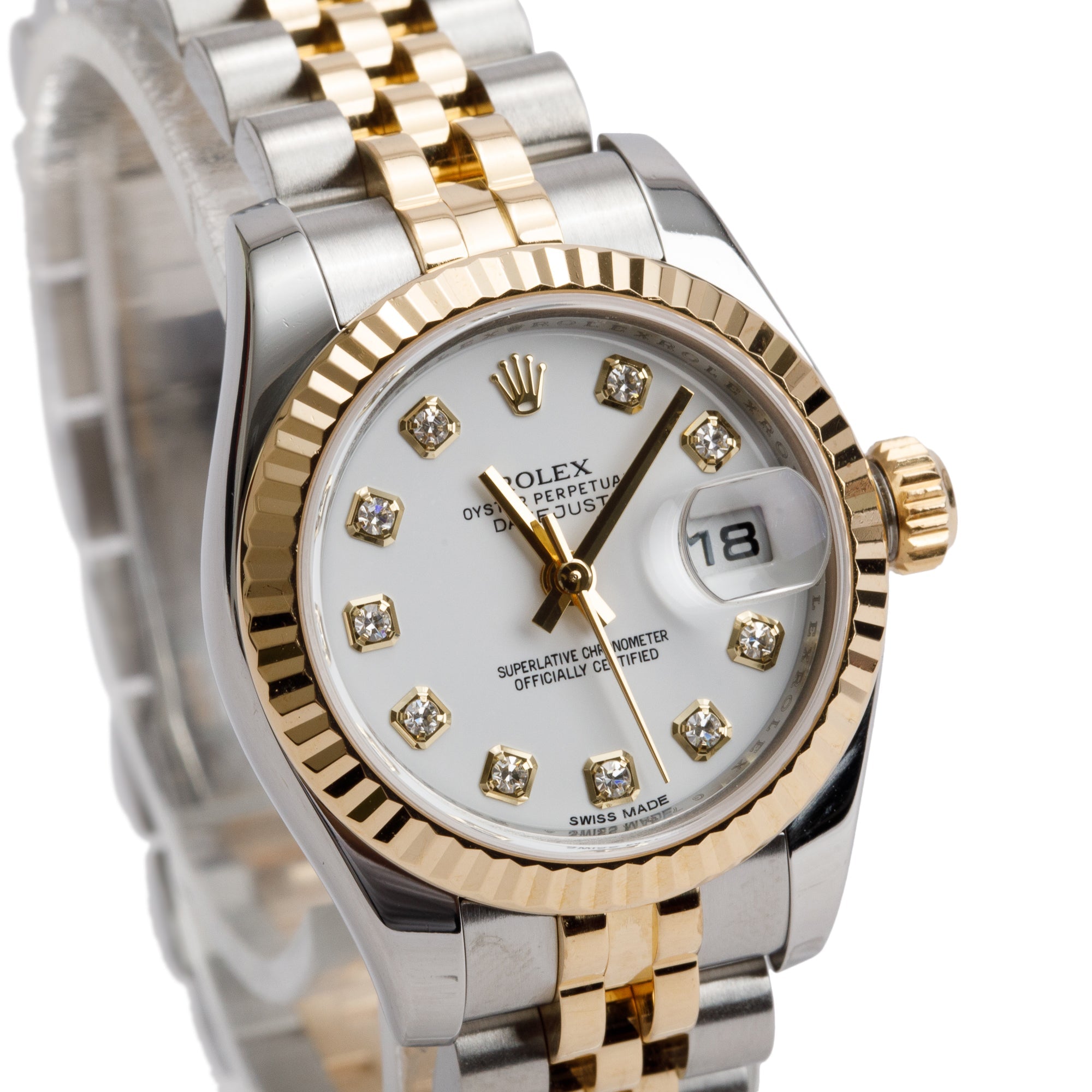 Rolex Stainless Steel & 18k Yellow Gold Datejust Diamond Dial 26 MM Watch 179173 w/ Box & Papers