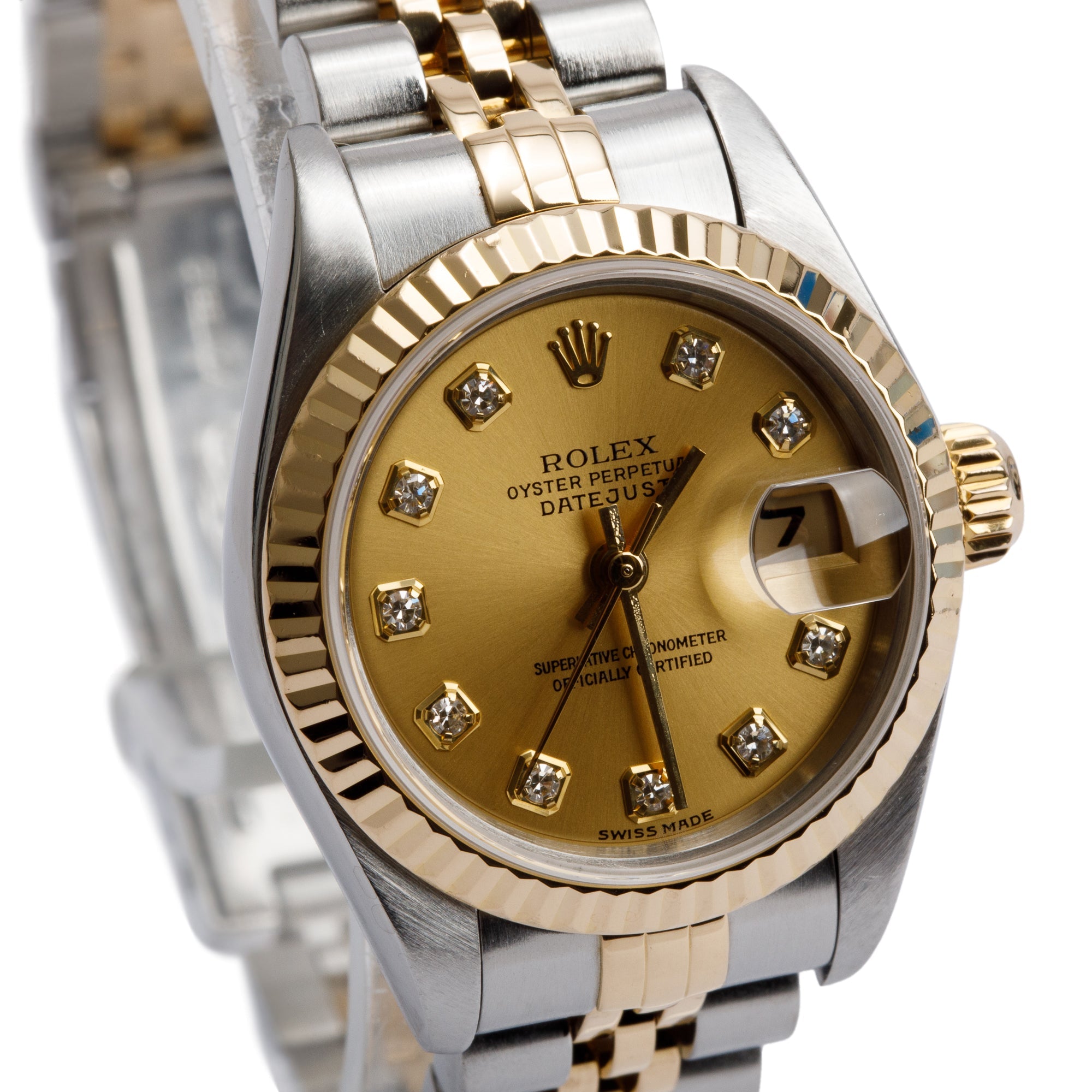 Rolex Stainless Steel & 18k Yellow Gold Diamond Dial Datejust 26 MM Watch 79173