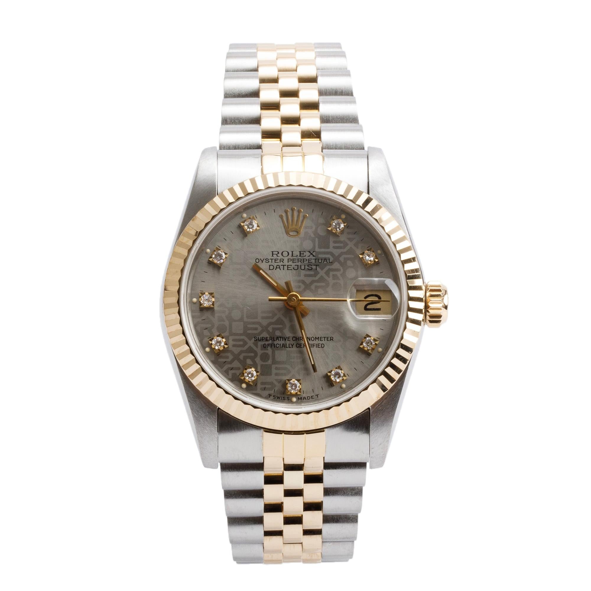 Rolex Stainless Steel & 18k Yellow Gold Diamond Dial Datejust 31 MM Watch 68273 w/ Box & Papers