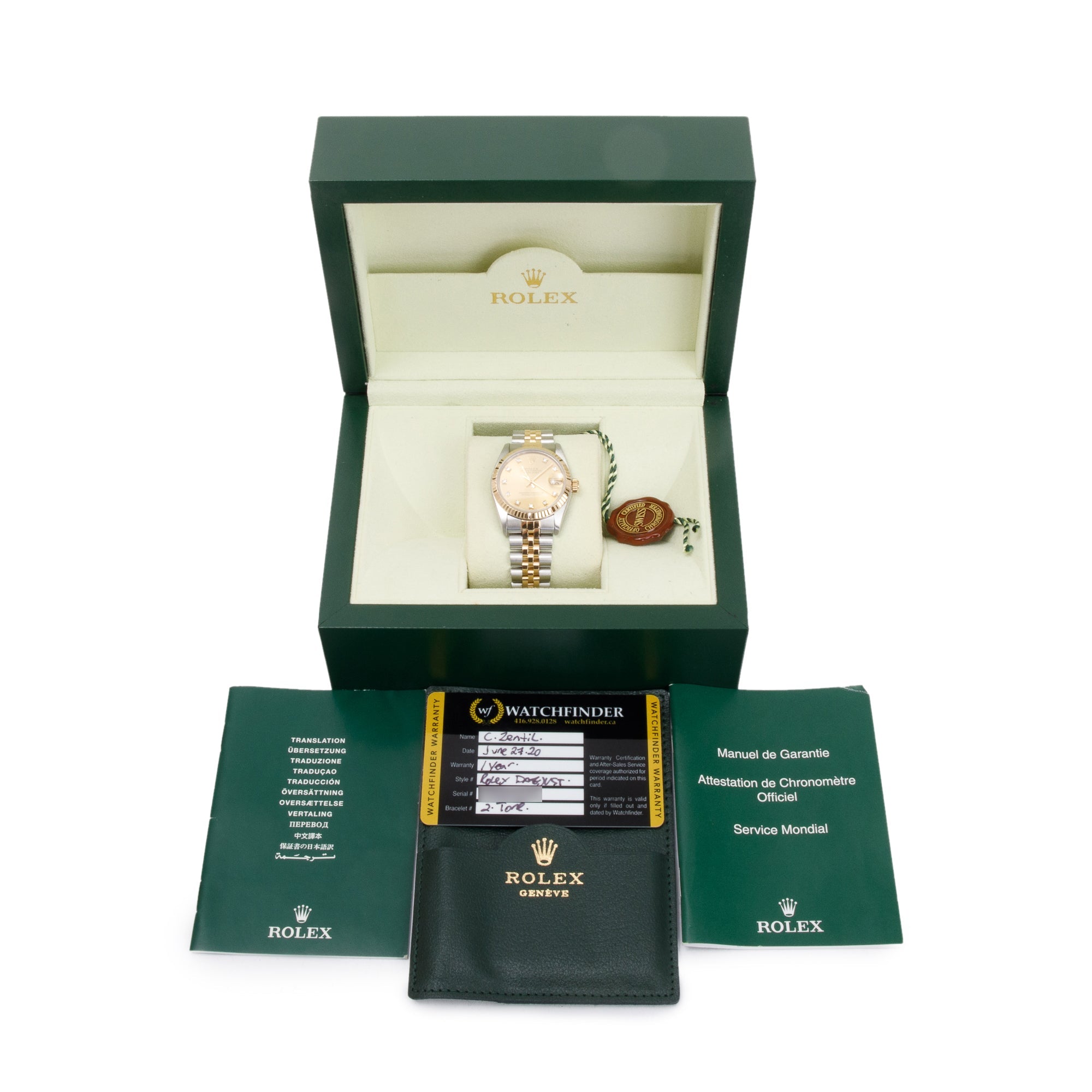 Rolex Stainless Steel & 18k Yellow Gold Diamond Dial Datejust 31 MM Watch w/ Box