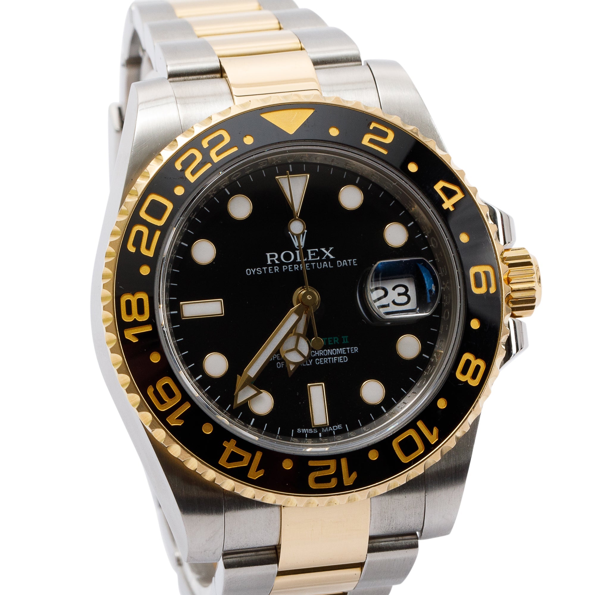 Rolex Stainless Steel & 18k Yellow Gold GMT-Master II 40 MM Watch w/ Box & Papers