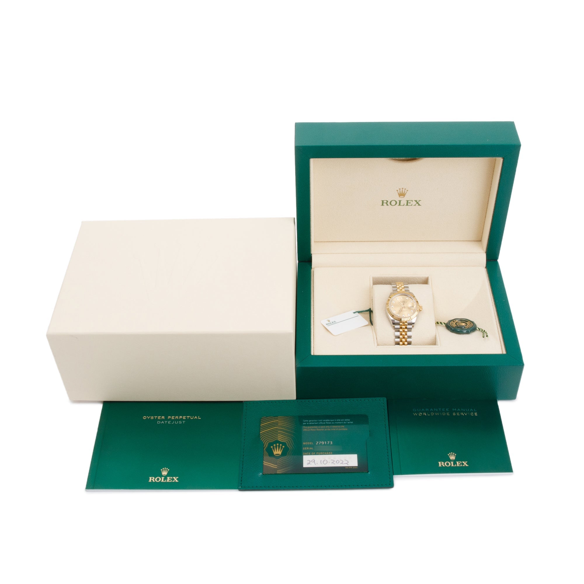 Rolex Stainless Steel & 18k Yellow Gold Lady-Datejust Diamond Dial 28 MM Watch w/ Box & Papers