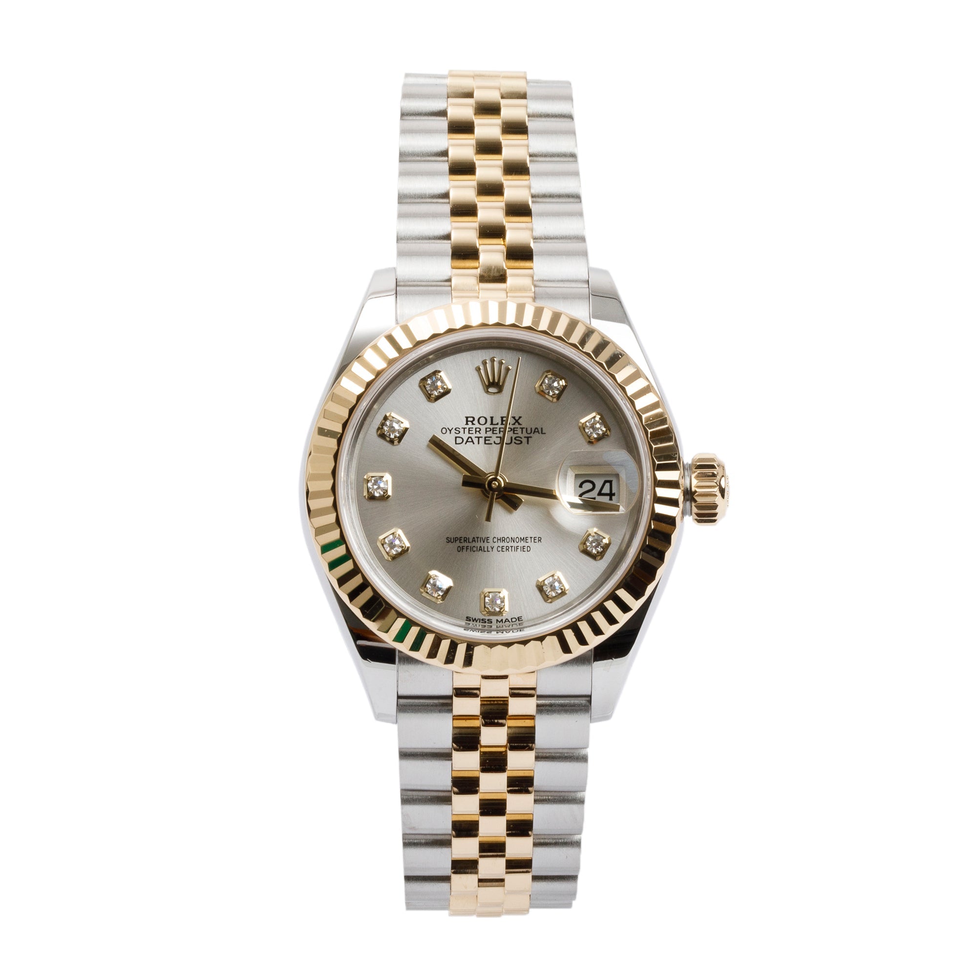 Rolex Stainless Steel & 18k Yellow Gold Lady-Datejust Diamond Dial 28 MM Watch w/ Box & Papers