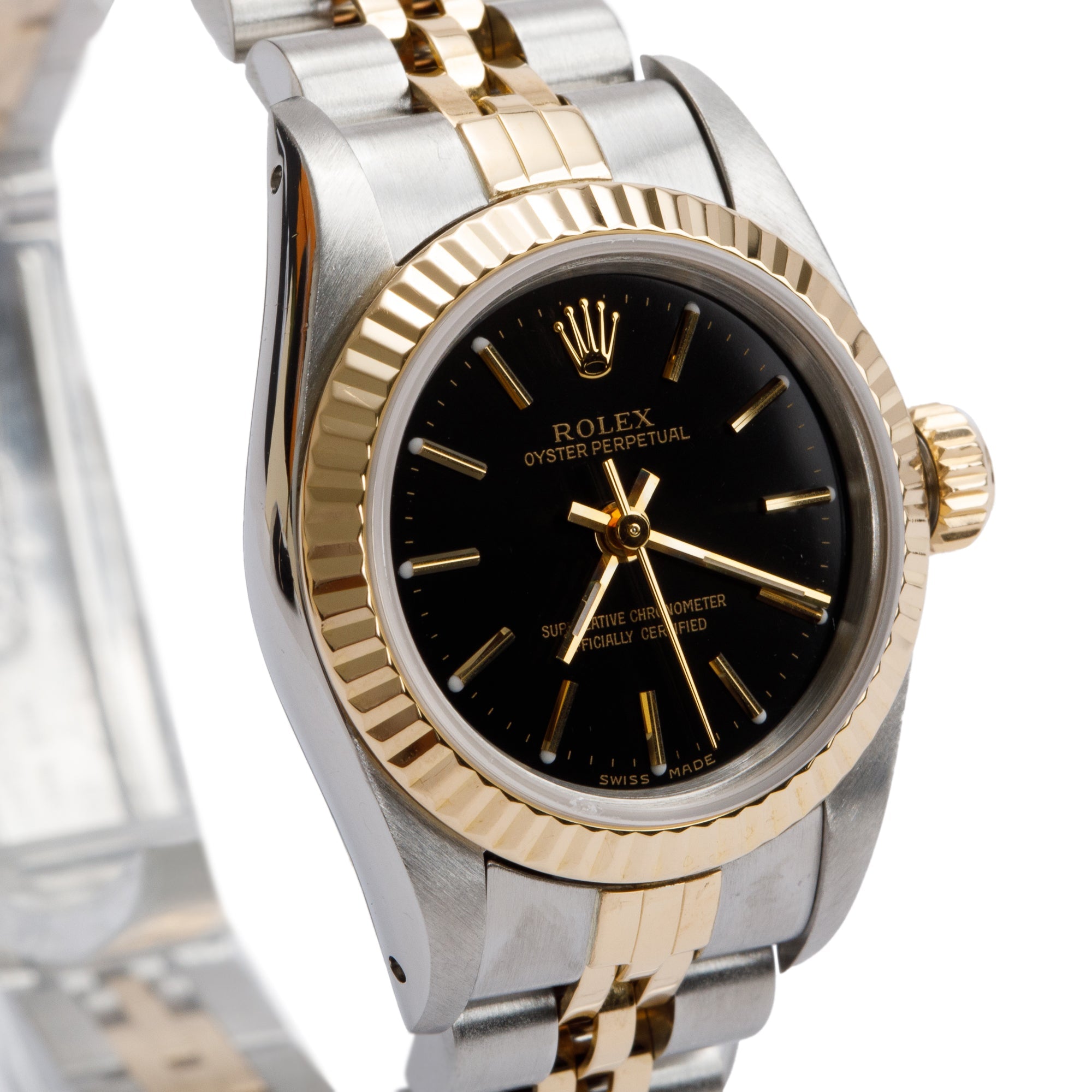 Rolex Stainless Steel & 18k Yellow Gold Oyster Perpetual 26 MM Watch 67193 w/ Papers