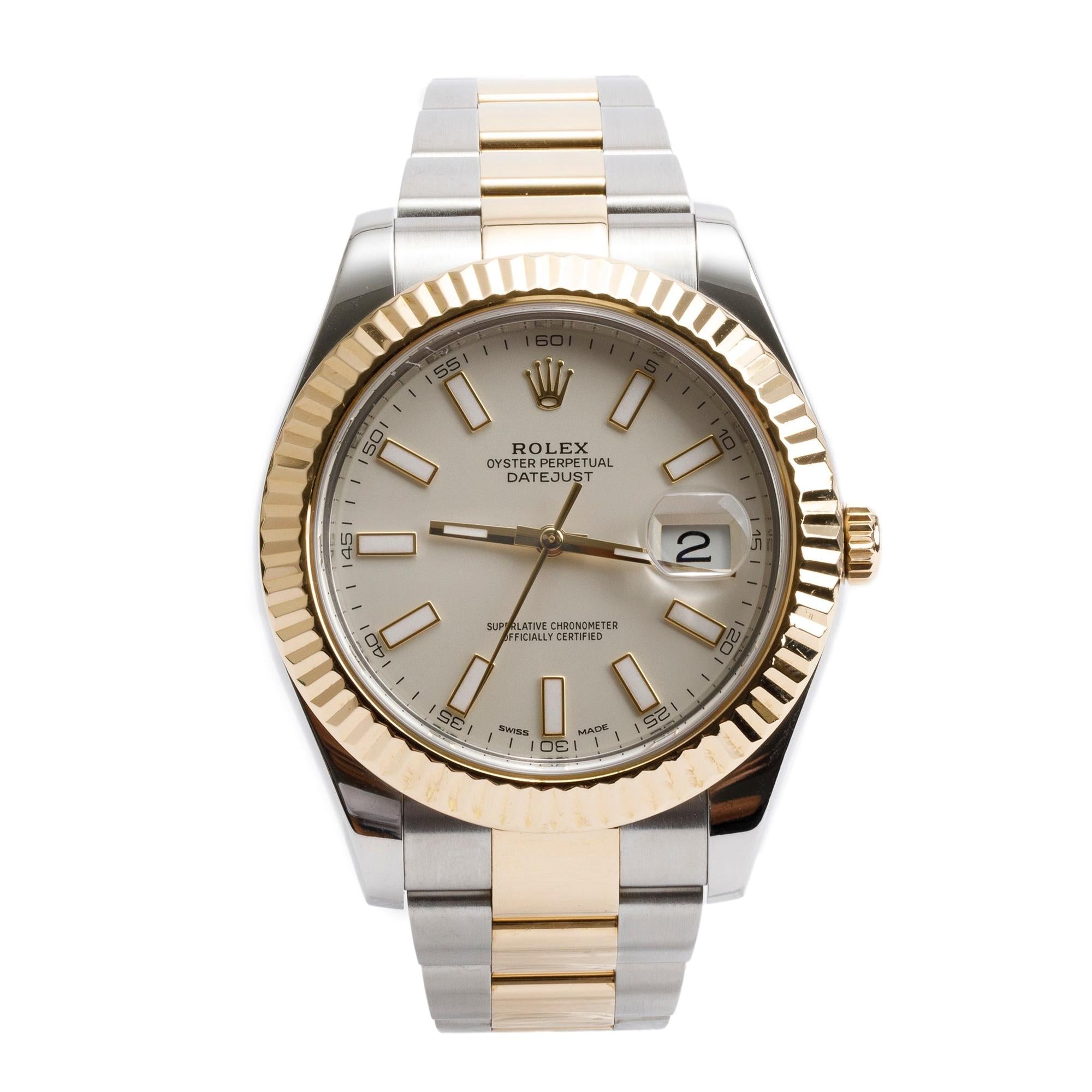 Rolex Stainless Steel & 18k Yellow Gold Oyster Perpetual Datejust 41 MM Watch 116333 w/ Box & Papers