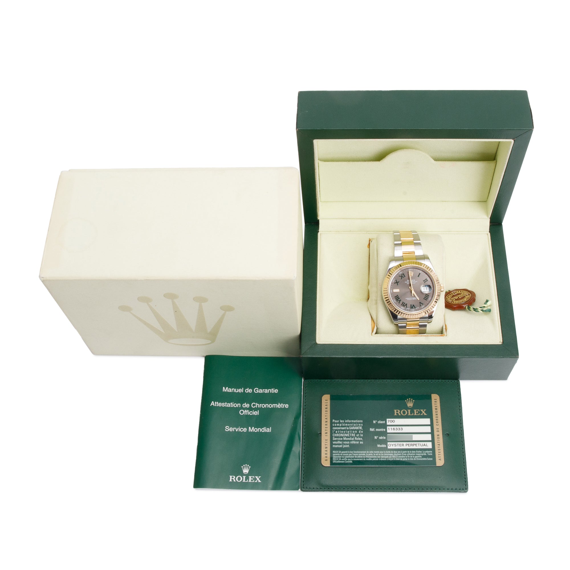 Rolex Stainless Steel & 18k Yellow Gold Oyster Perpetual Datejust 41 MM Watch Wimbledon Dial 116333 w/ Box & Papers