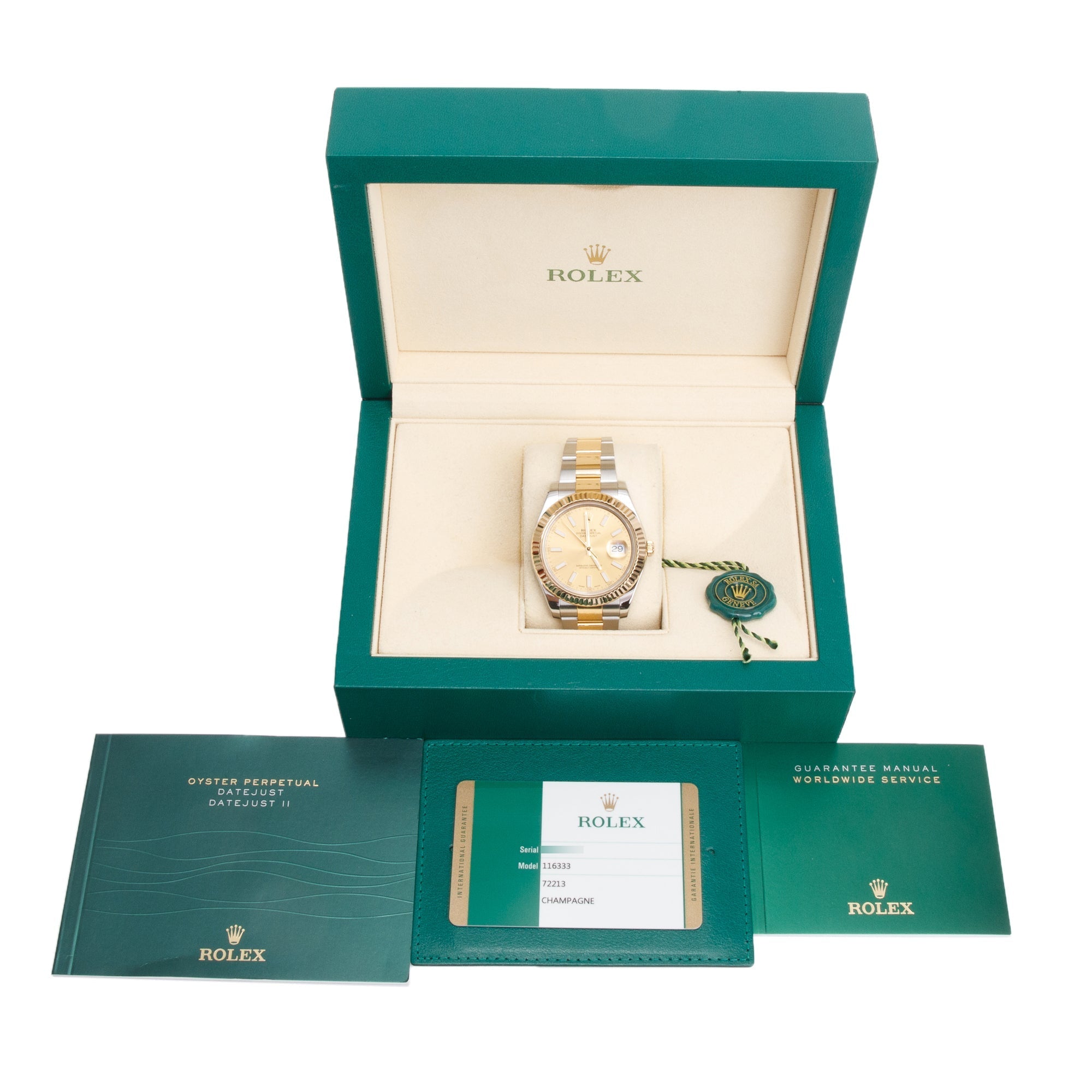 Rolex Stainless Steel & 18k Yellow Gold Oyster Perpetual Datejust II 41 MM Watch Gold Dial 116333 w/ Box & Papers