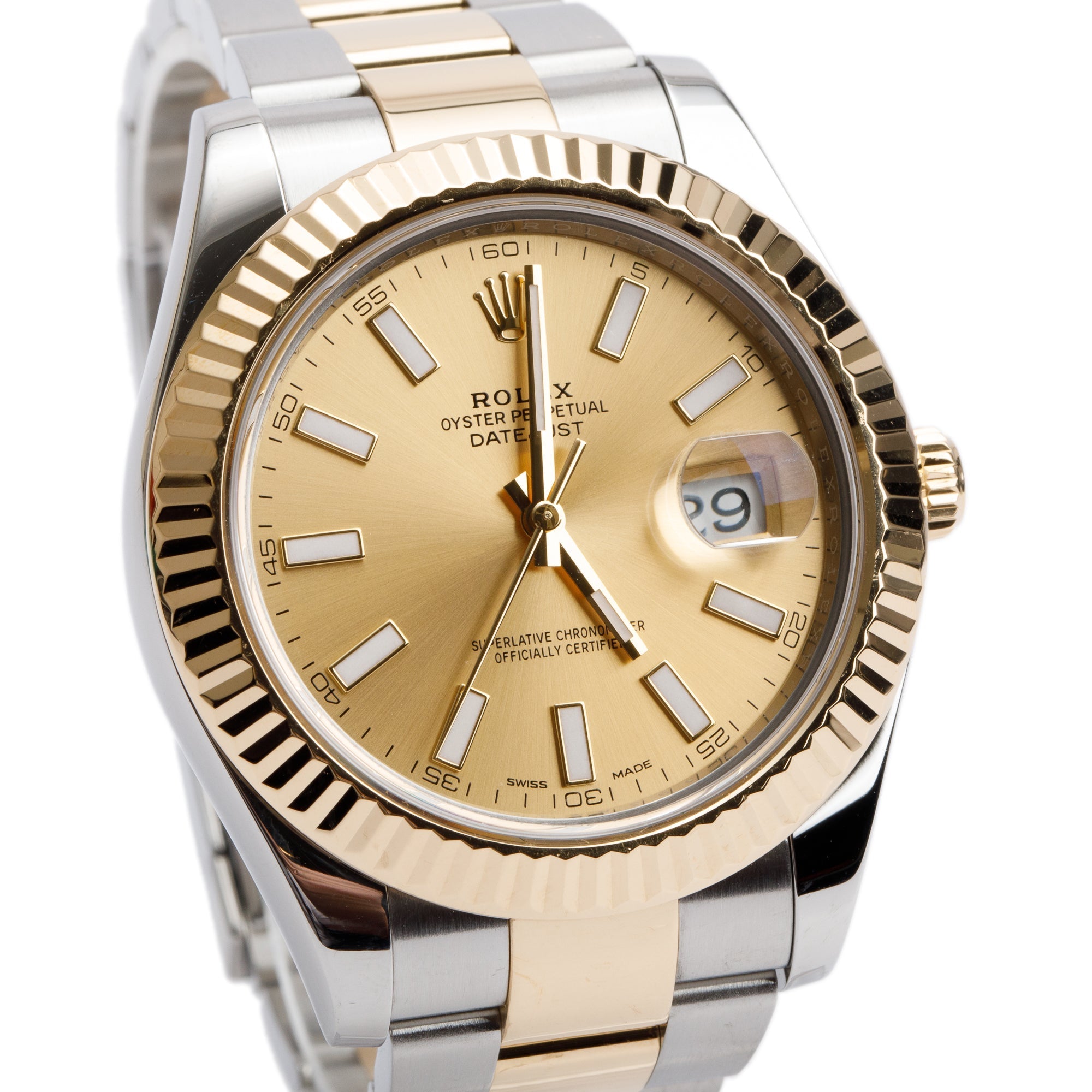 Rolex Stainless Steel & 18k Yellow Gold Oyster Perpetual Datejust II 41 MM Watch Gold Dial 116333 w/ Box & Papers