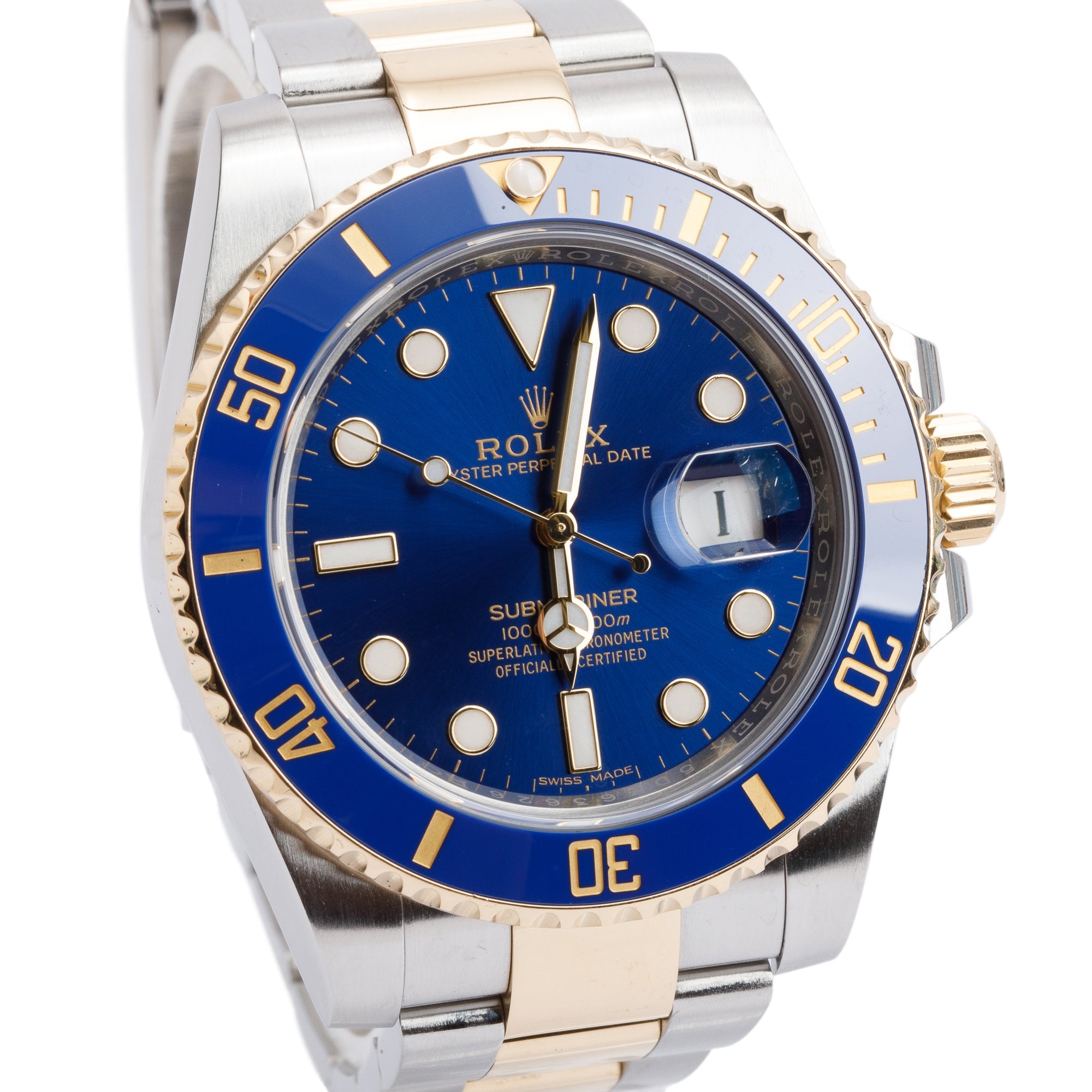 Rolex Stainless Steel & 18k Yellow Gold Submariner Date 40 MM Automatic Watch 116613LB w/ Box & Papers