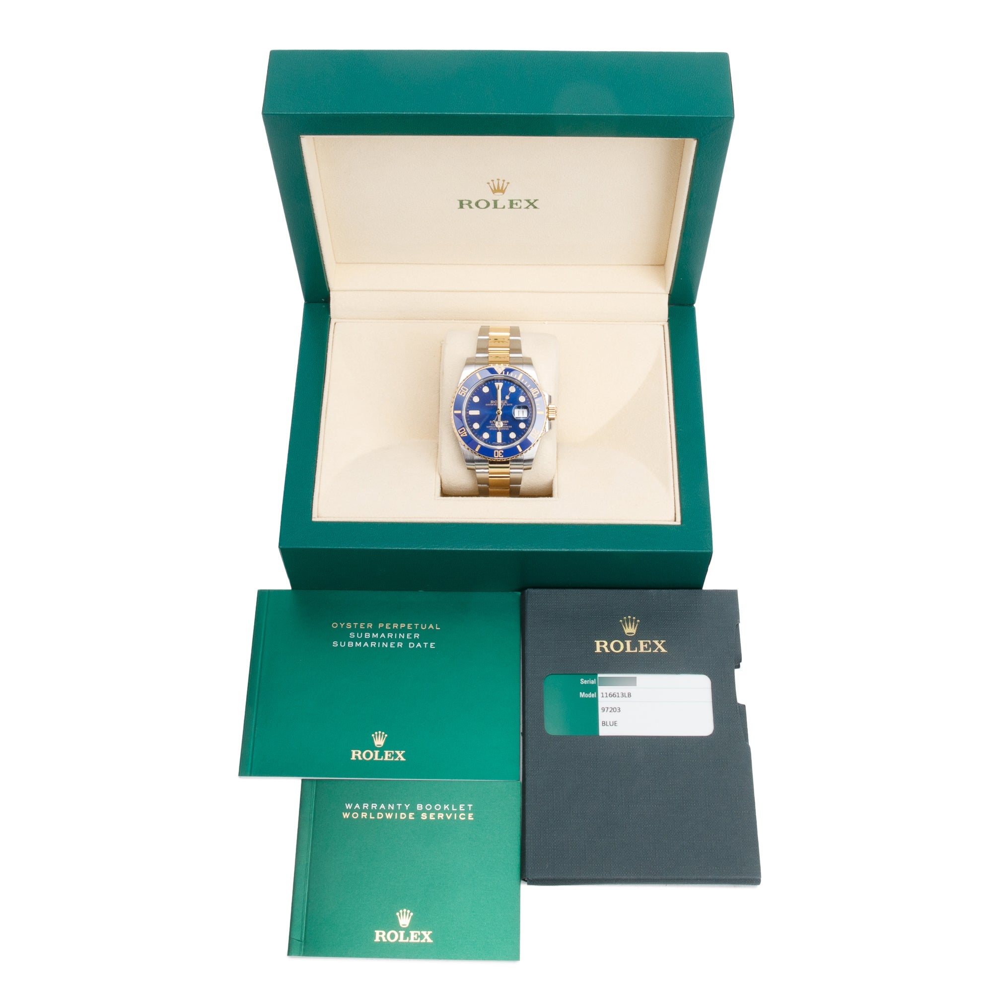 Rolex Stainless Steel & 18k Yellow Gold Submariner Date 40 MM Automatic Watch 116613LB w/ Box & Papers